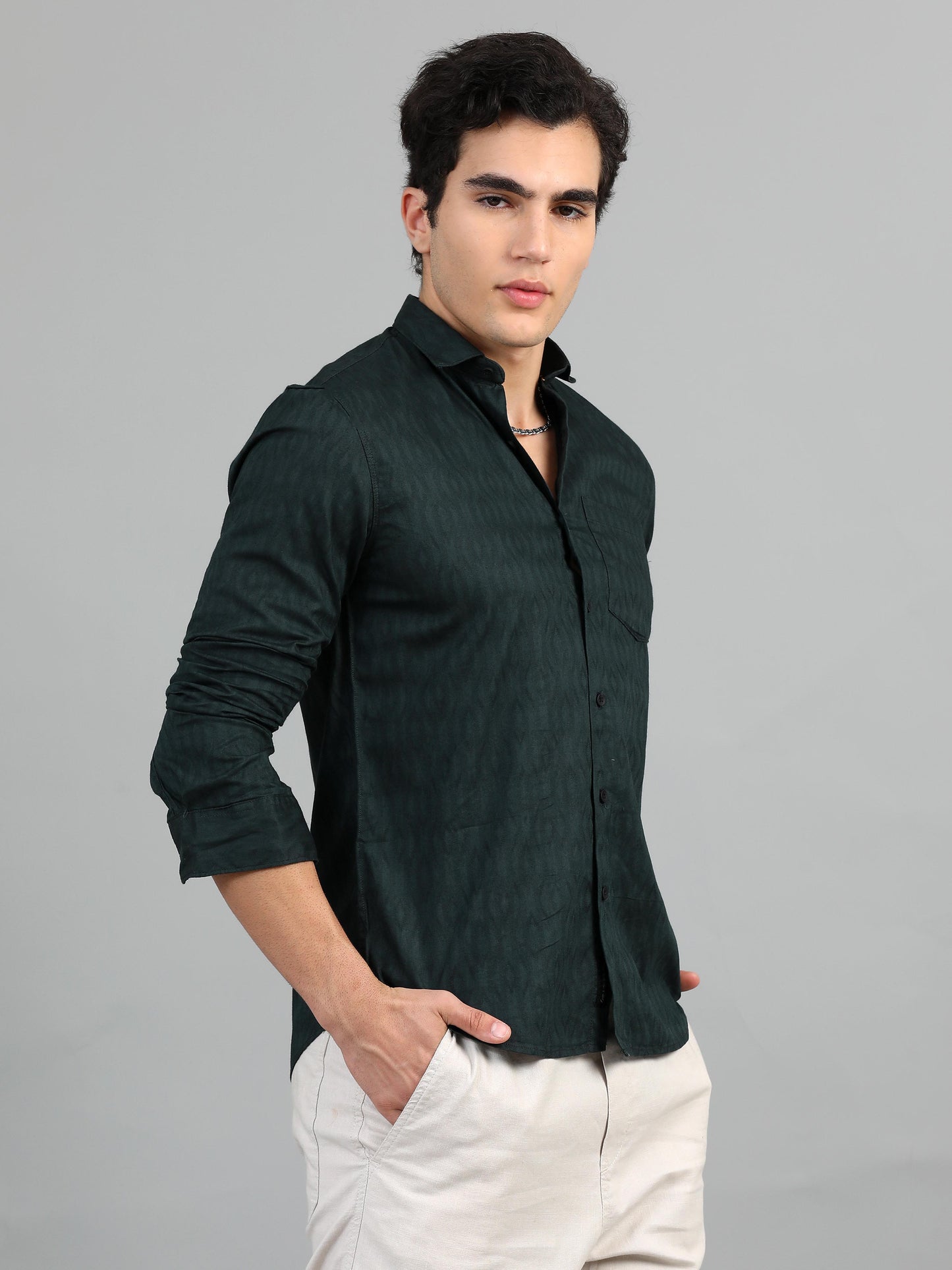 Brisbane Jungle green Jacquard shirt