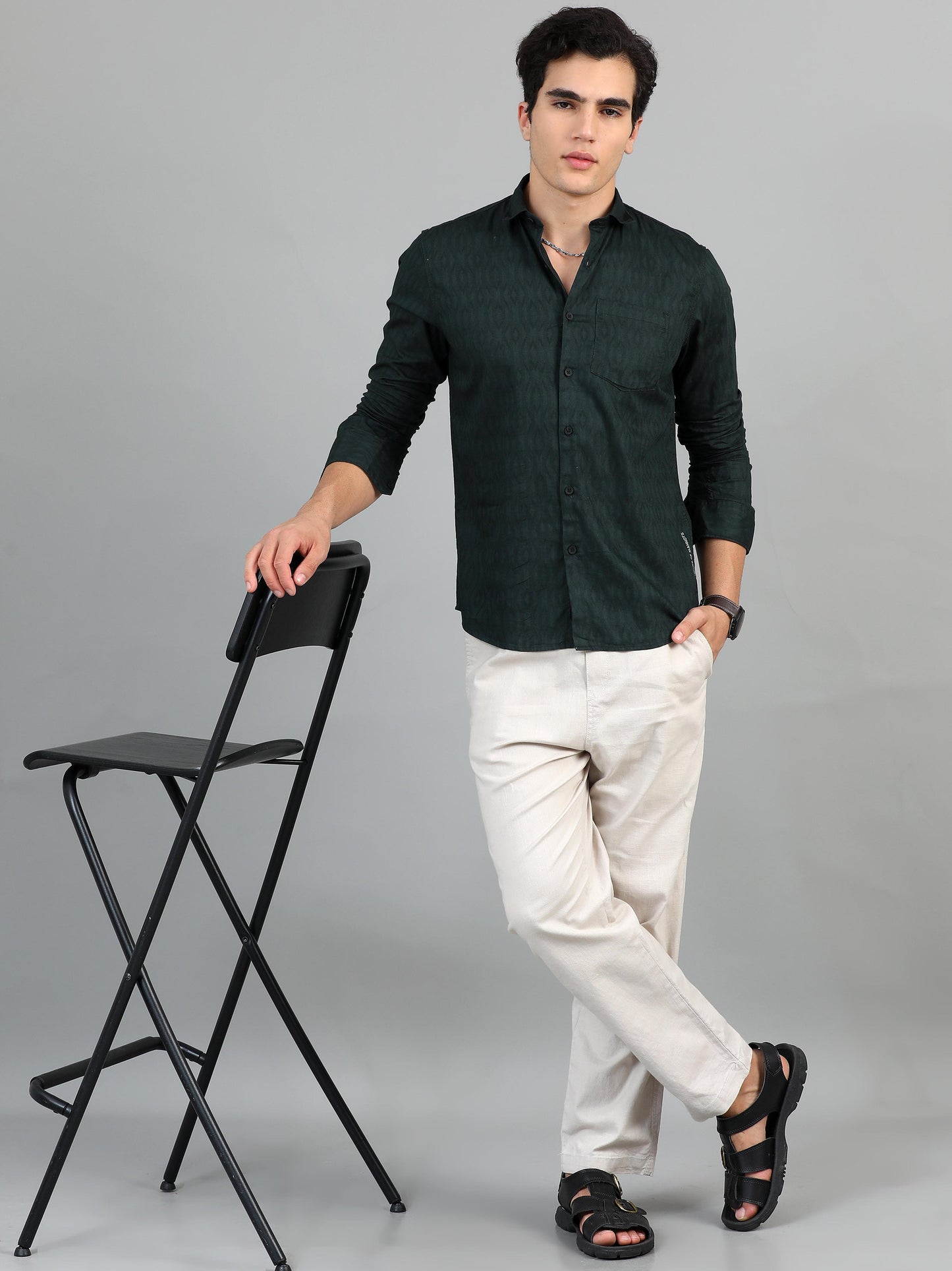 Brisbane Jungle green Jacquard shirt