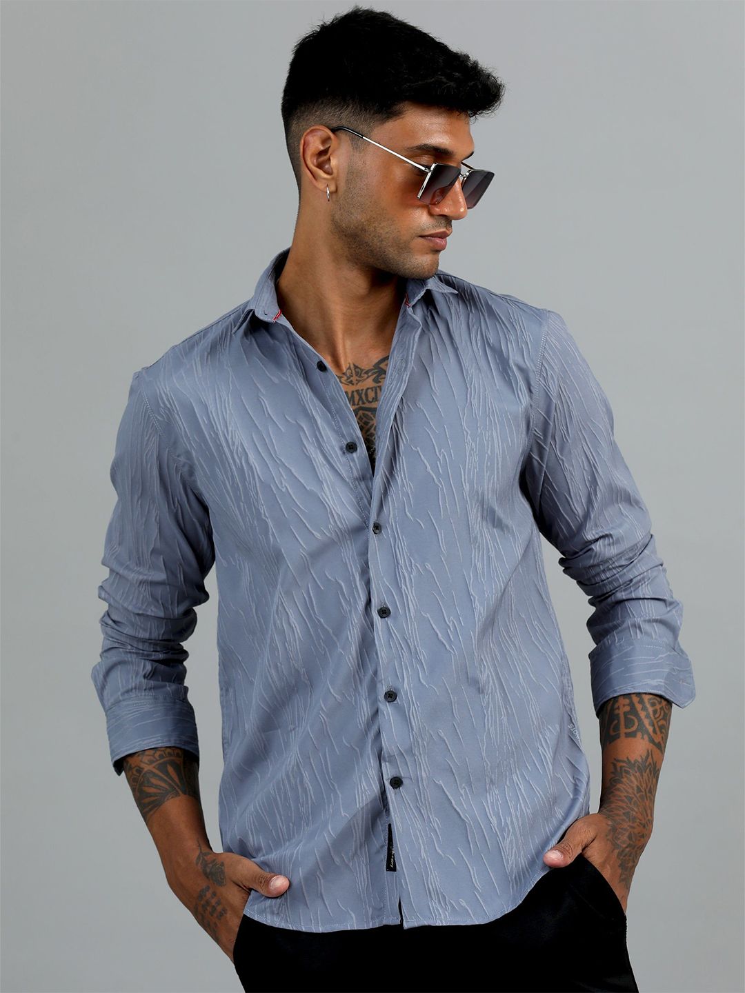 Hull Light Grey Textured Shirt