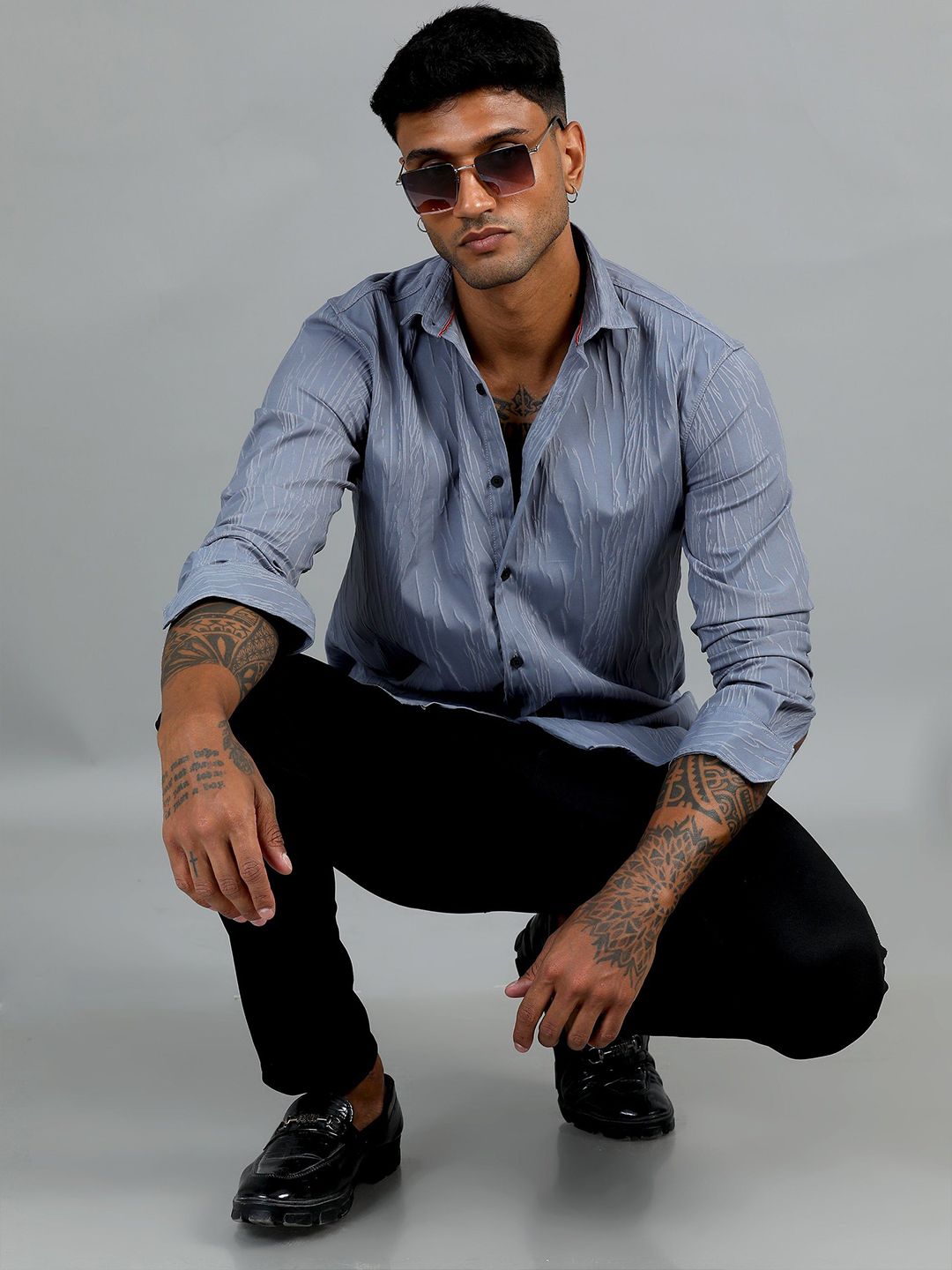 Hull Light Grey Textured Shirt