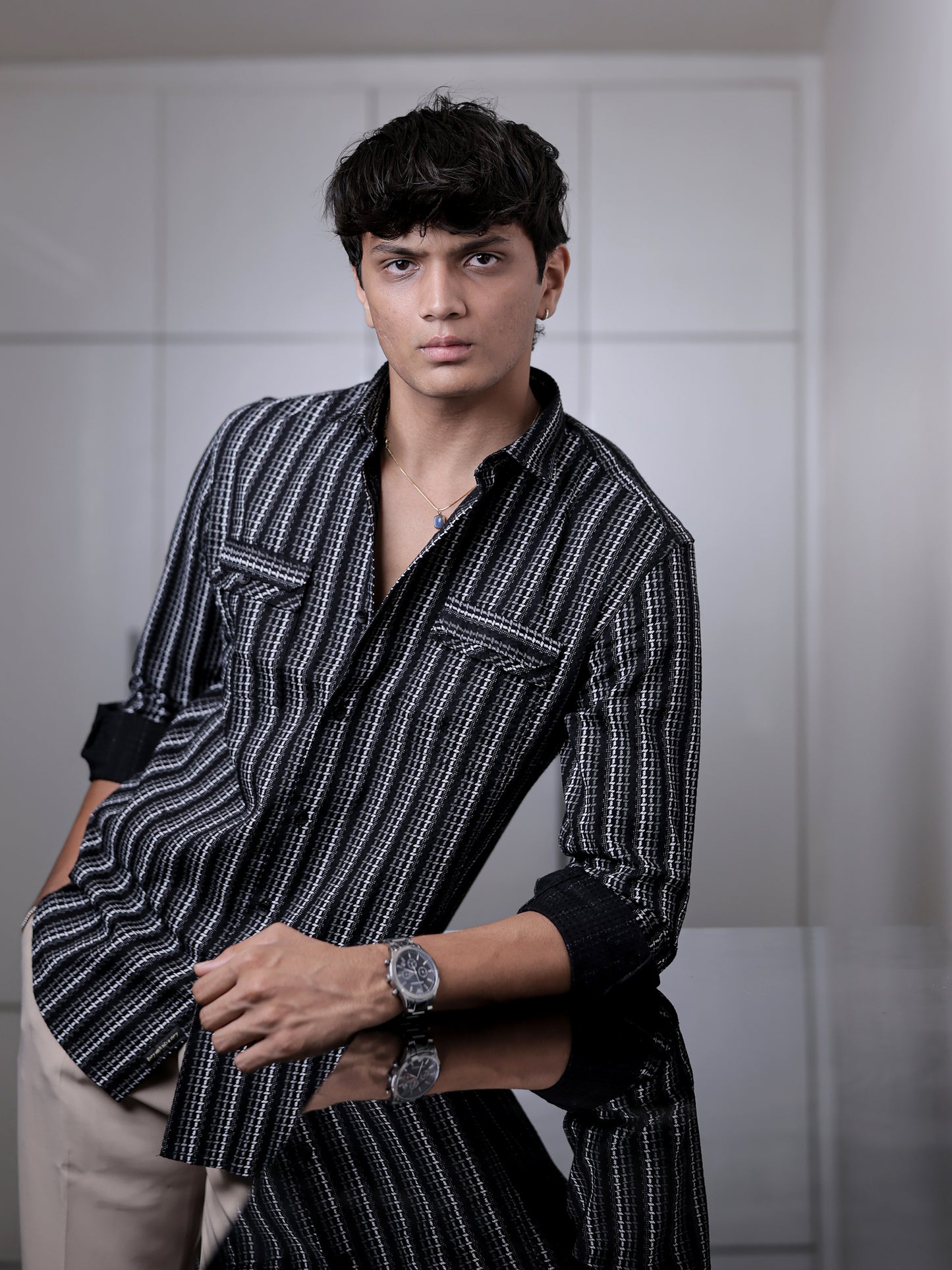 Black Stripe Shirt for Men