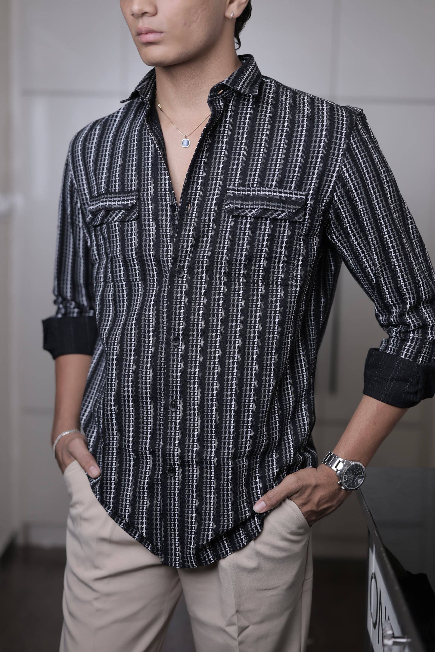 Estonia Black Striped Shirt