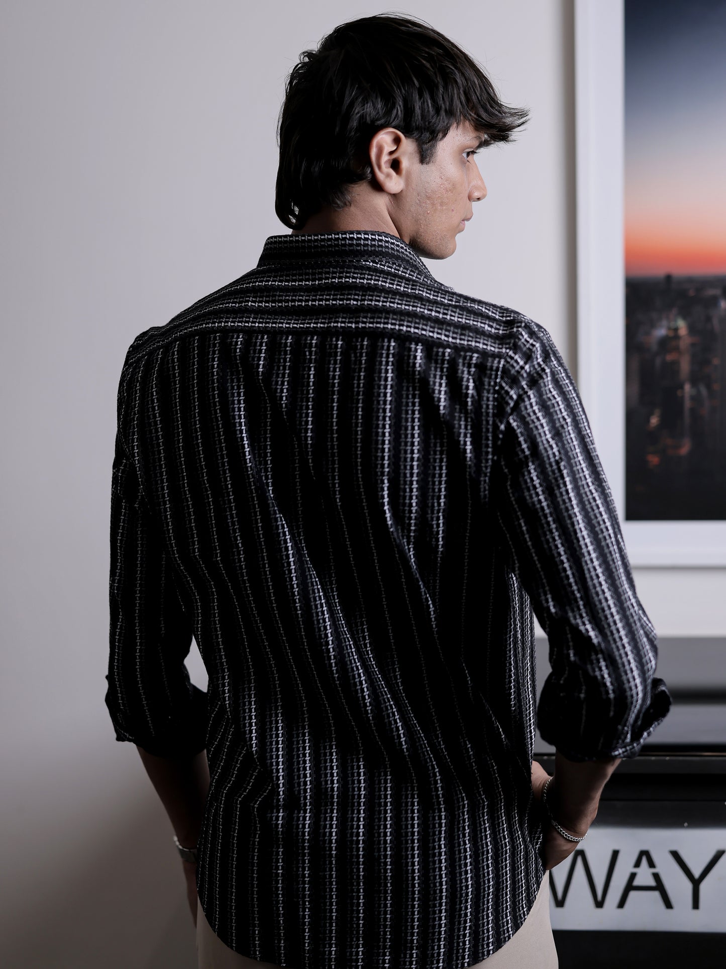 Black Stripe Shirt for Men