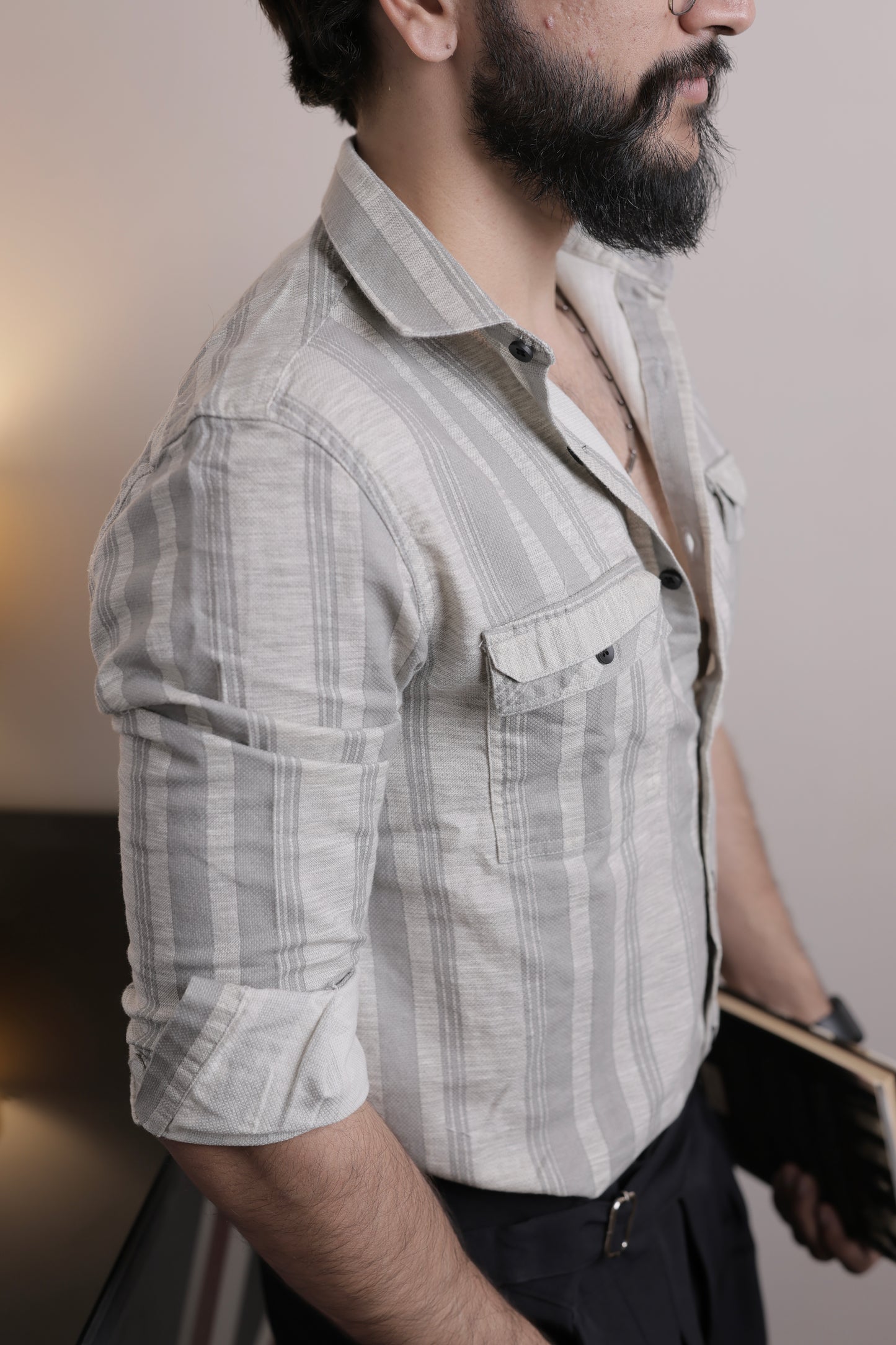 Mongolia Grey Stripe Shirt