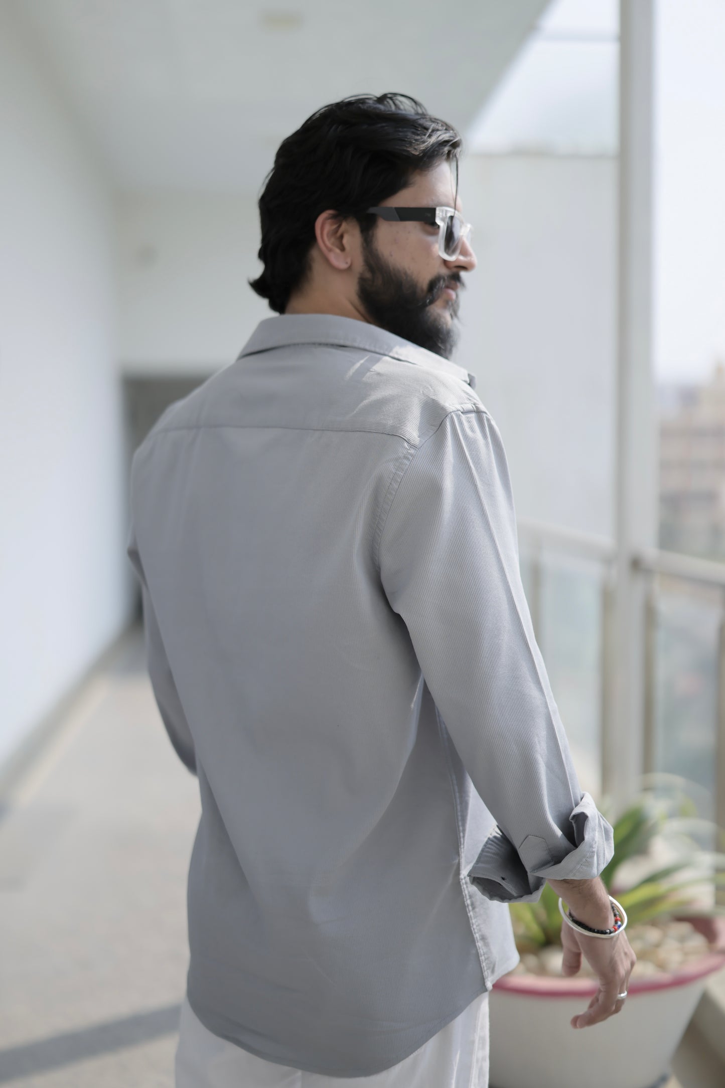 Hartford lite Grey Solid Shirt