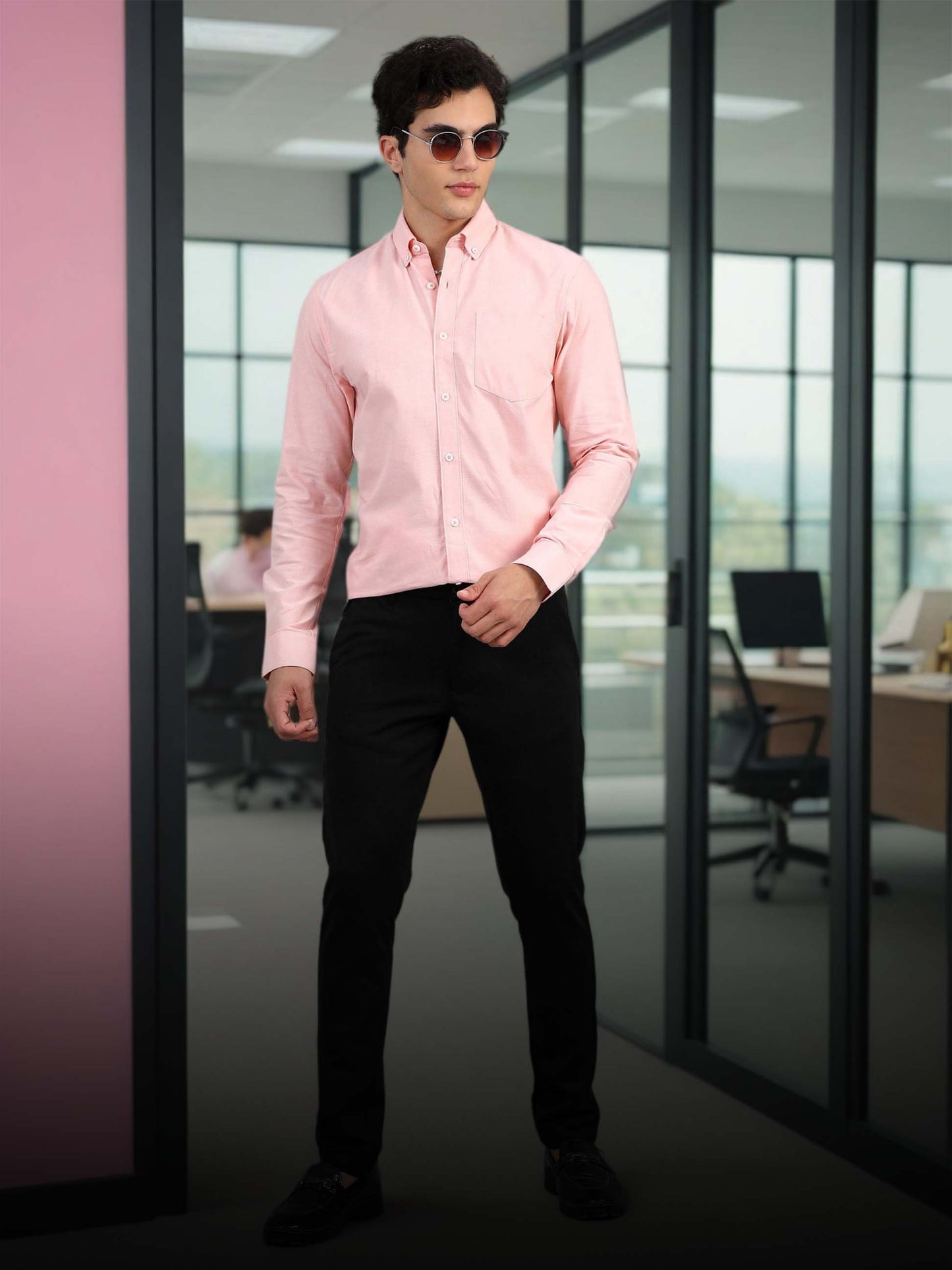 France Oyster Pink Statement Solid Shirt