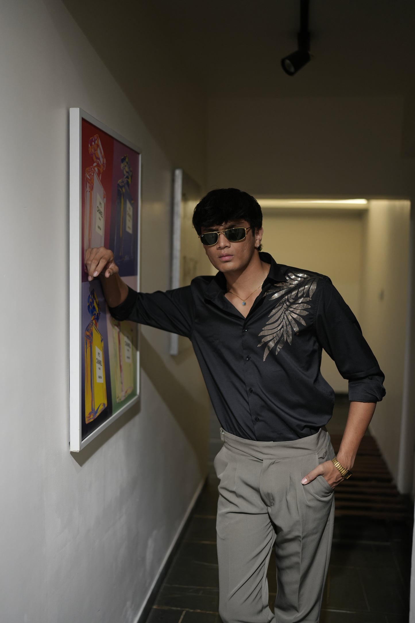 Oslo Black Printed shirt