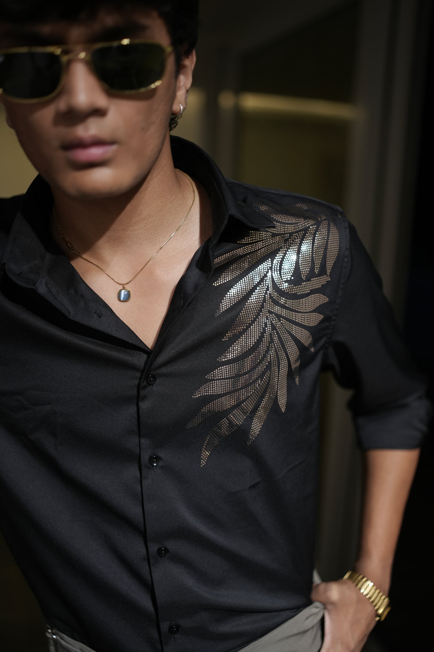 Oslo Black Printed shirt