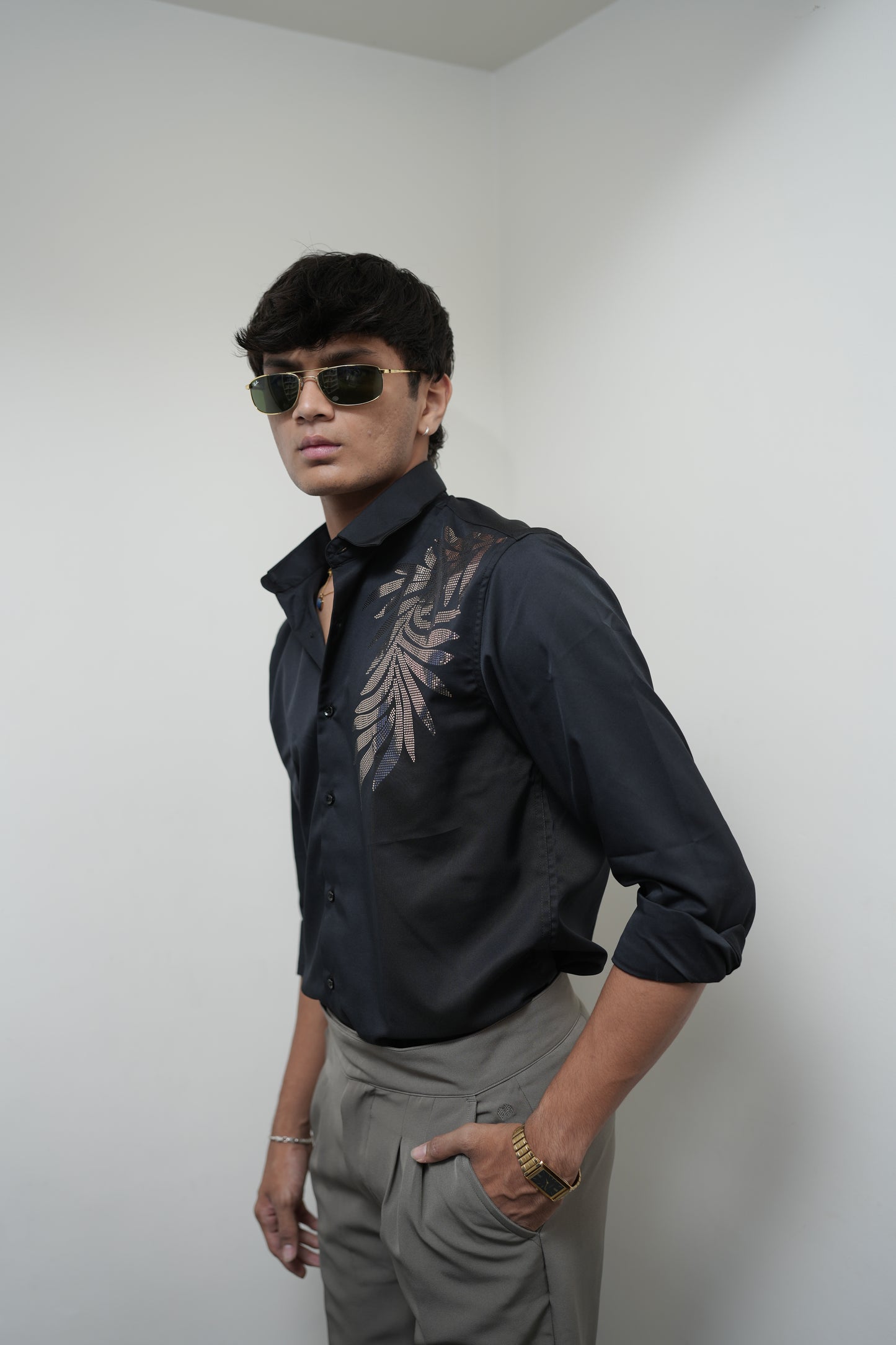 Oslo Black Printed shirt