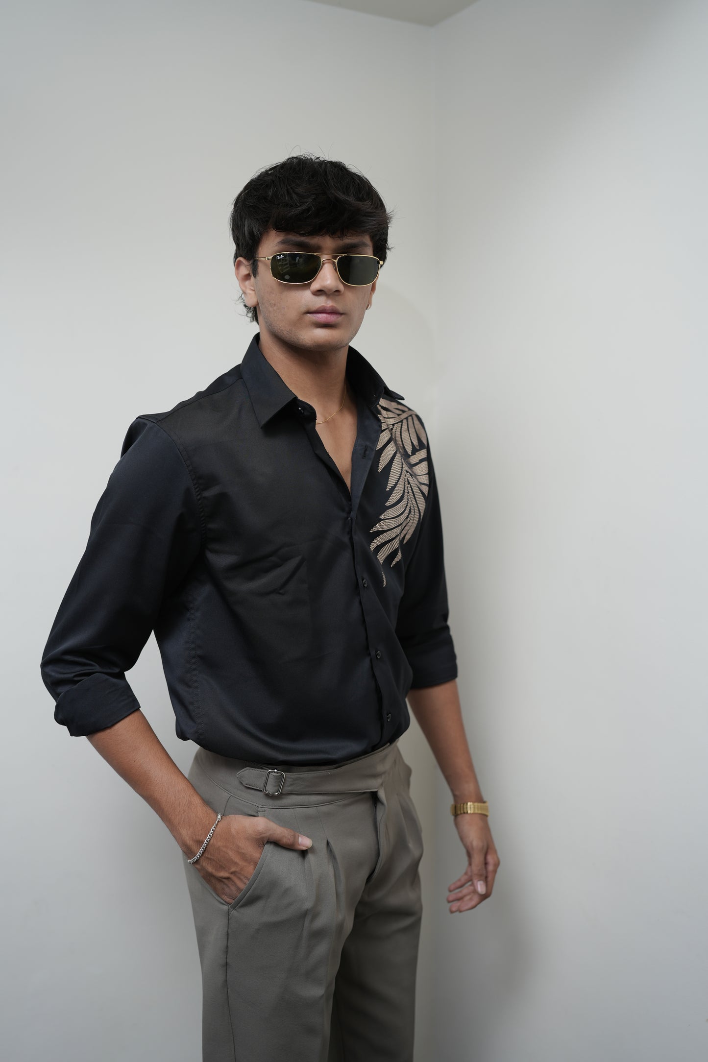 Oslo Black Printed shirt