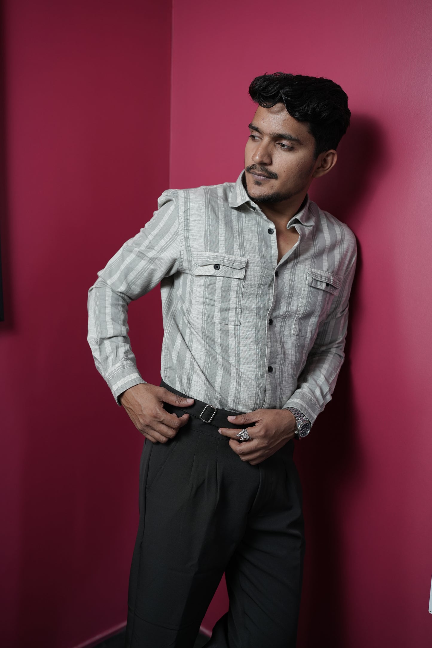 Mongolia Mild Grey Stripe Shirt