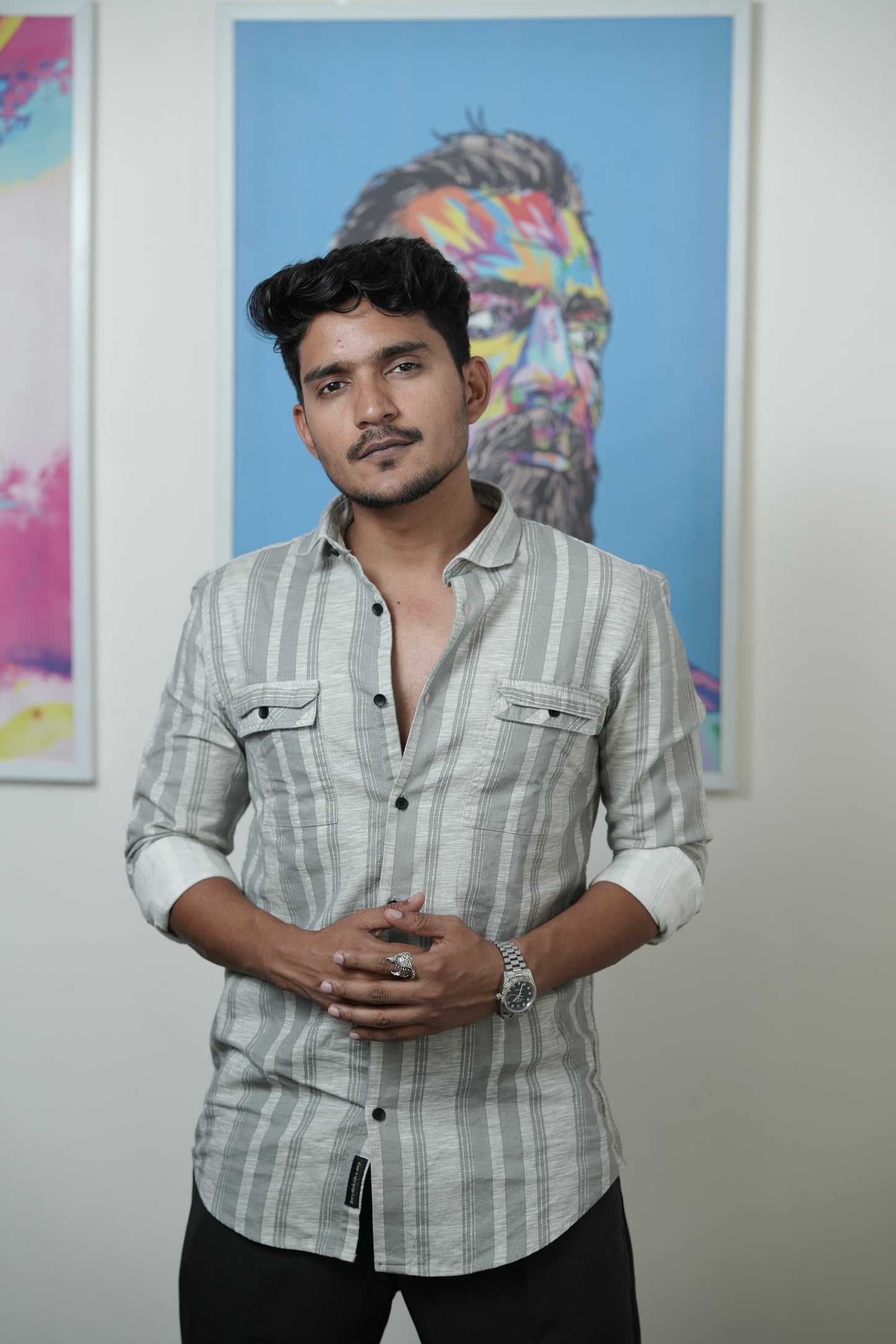 Mongolia Mild Grey Stripe Shirt