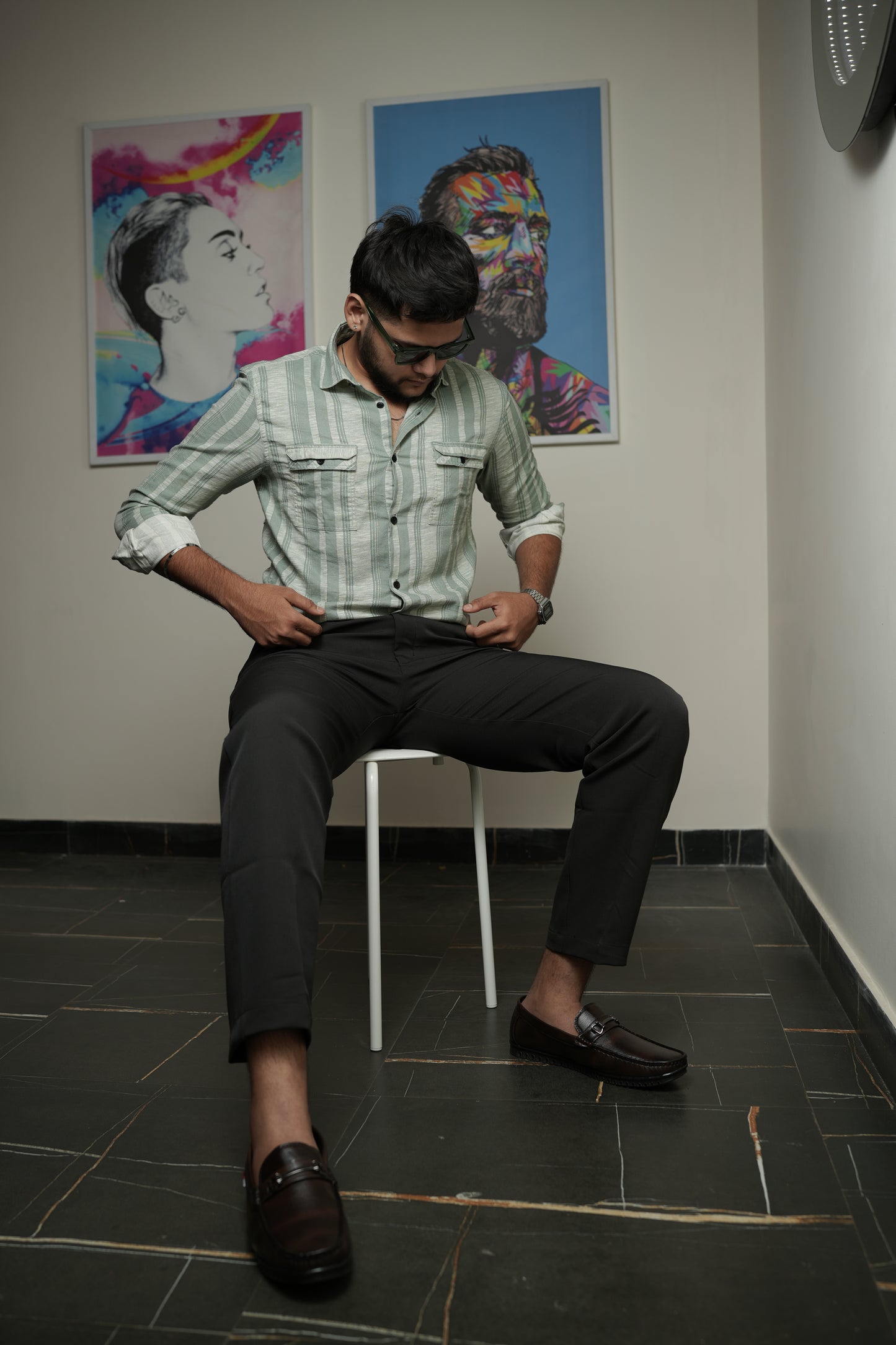 Mongolia Dark Grey Stripe Shirt