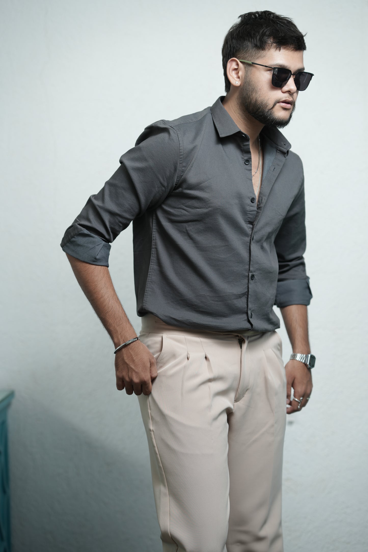 Hartford Grey Solid Shirt