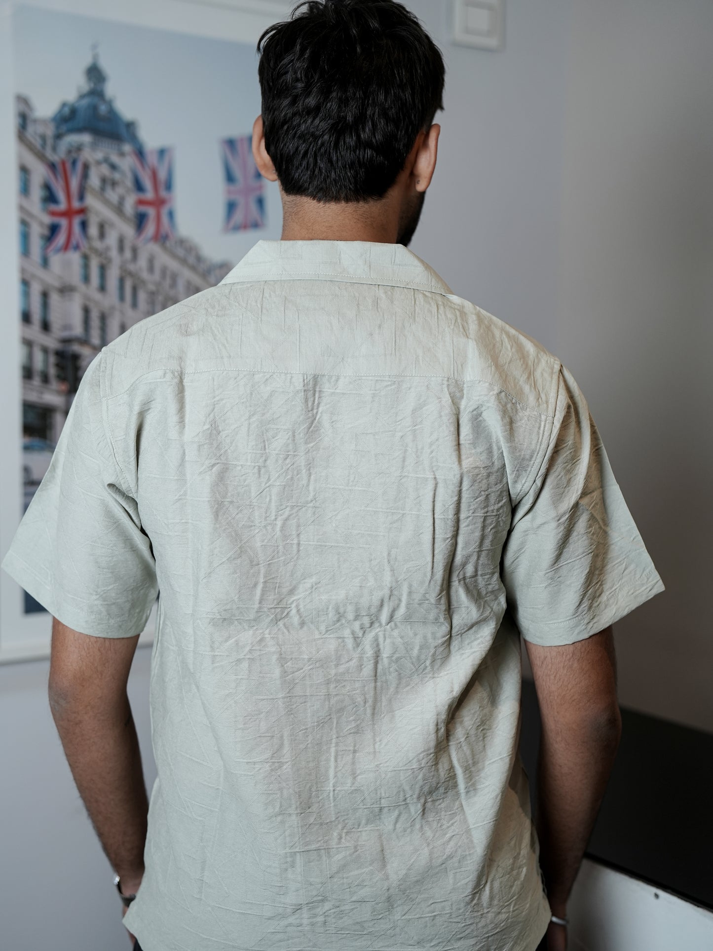 Textured Green Solid Shirt for Men