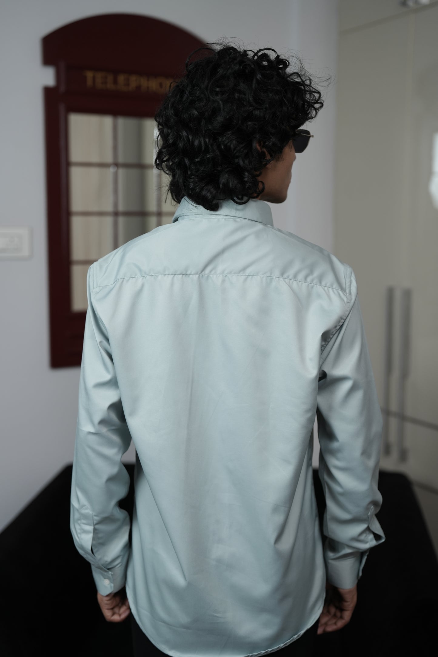 Oslo Pale Turquoise Blue printed shirt