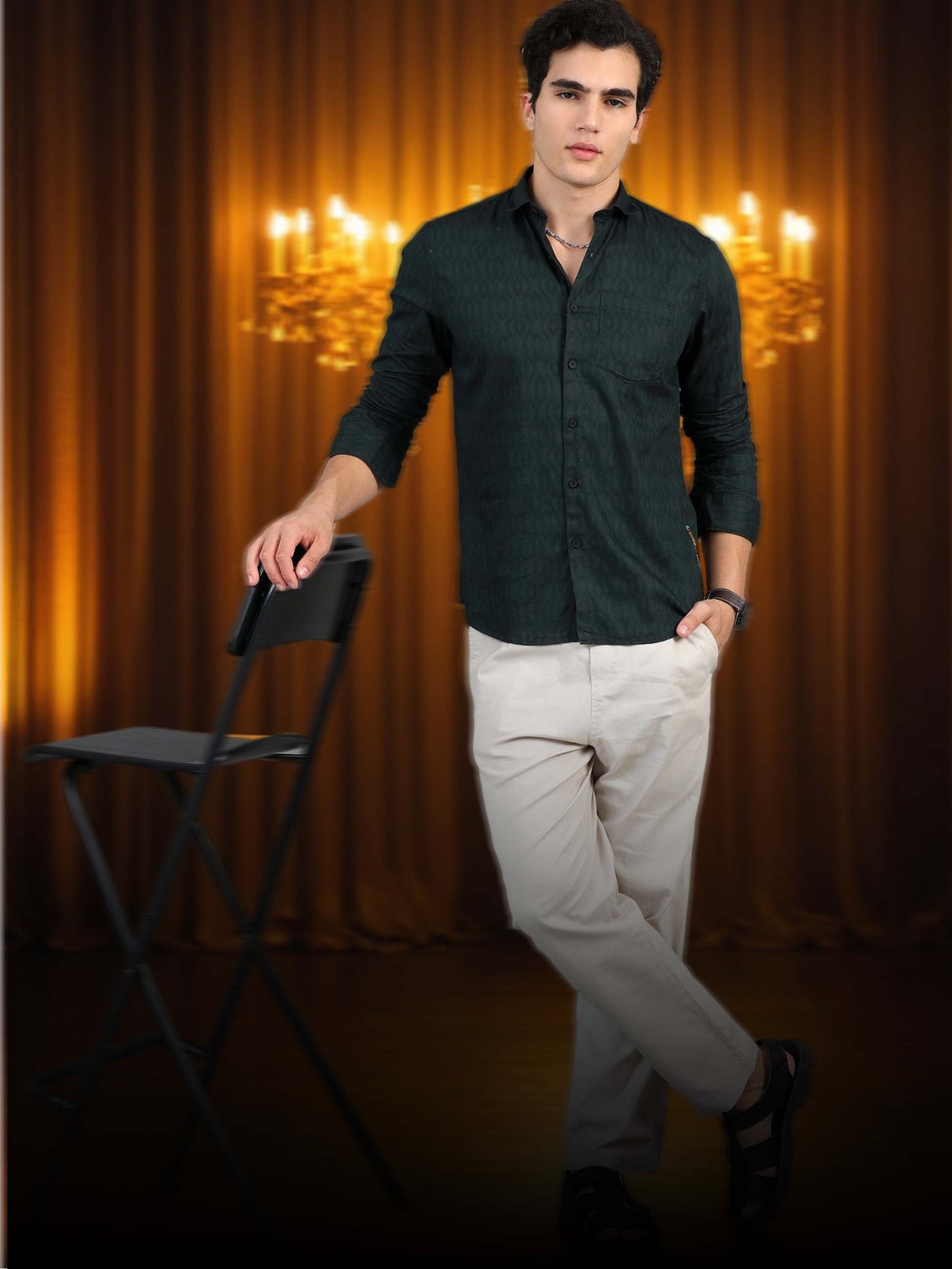 Brisbane Jungle green Jacquard shirt