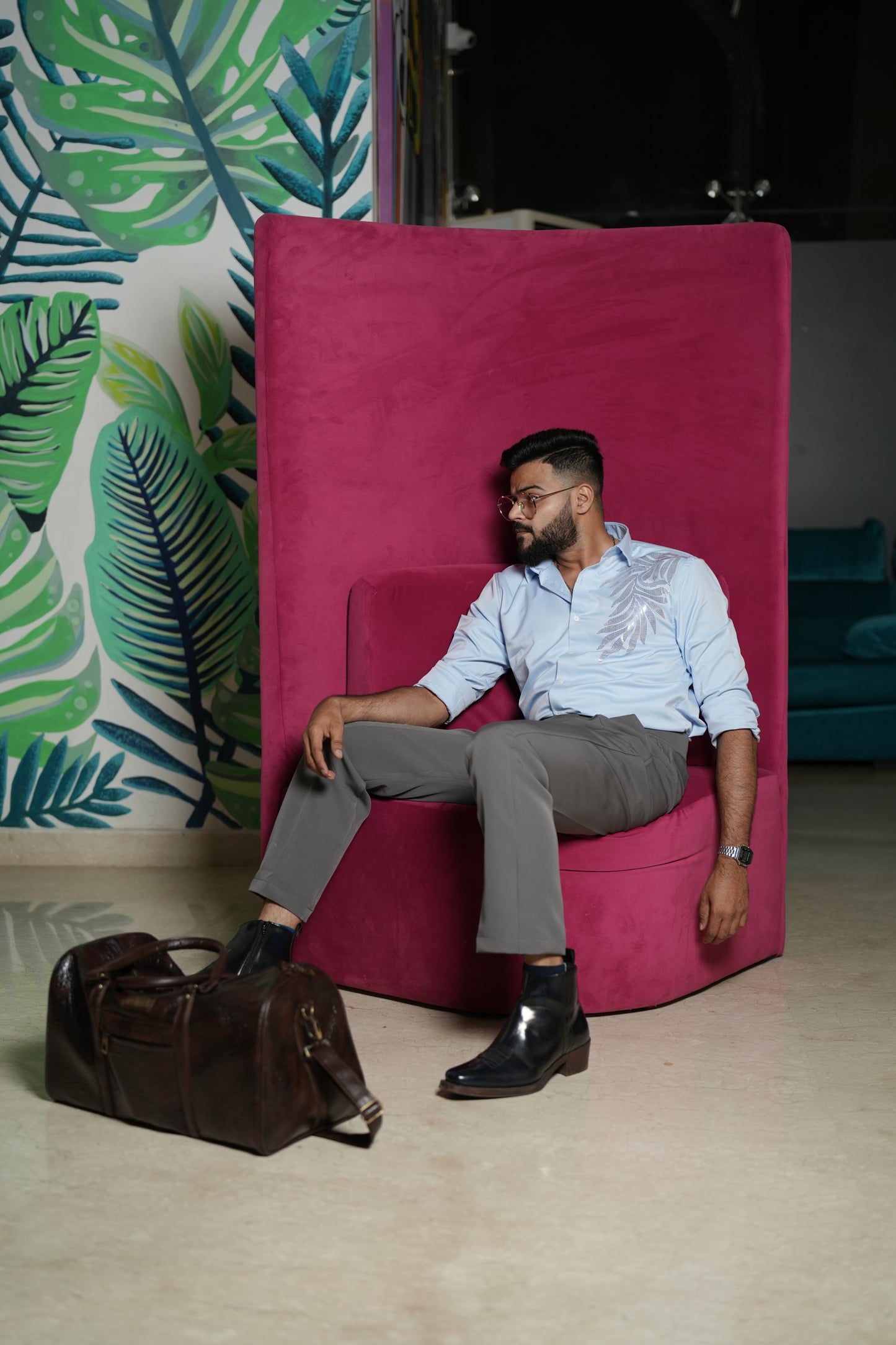Oslo Ice Blue Printed shirt