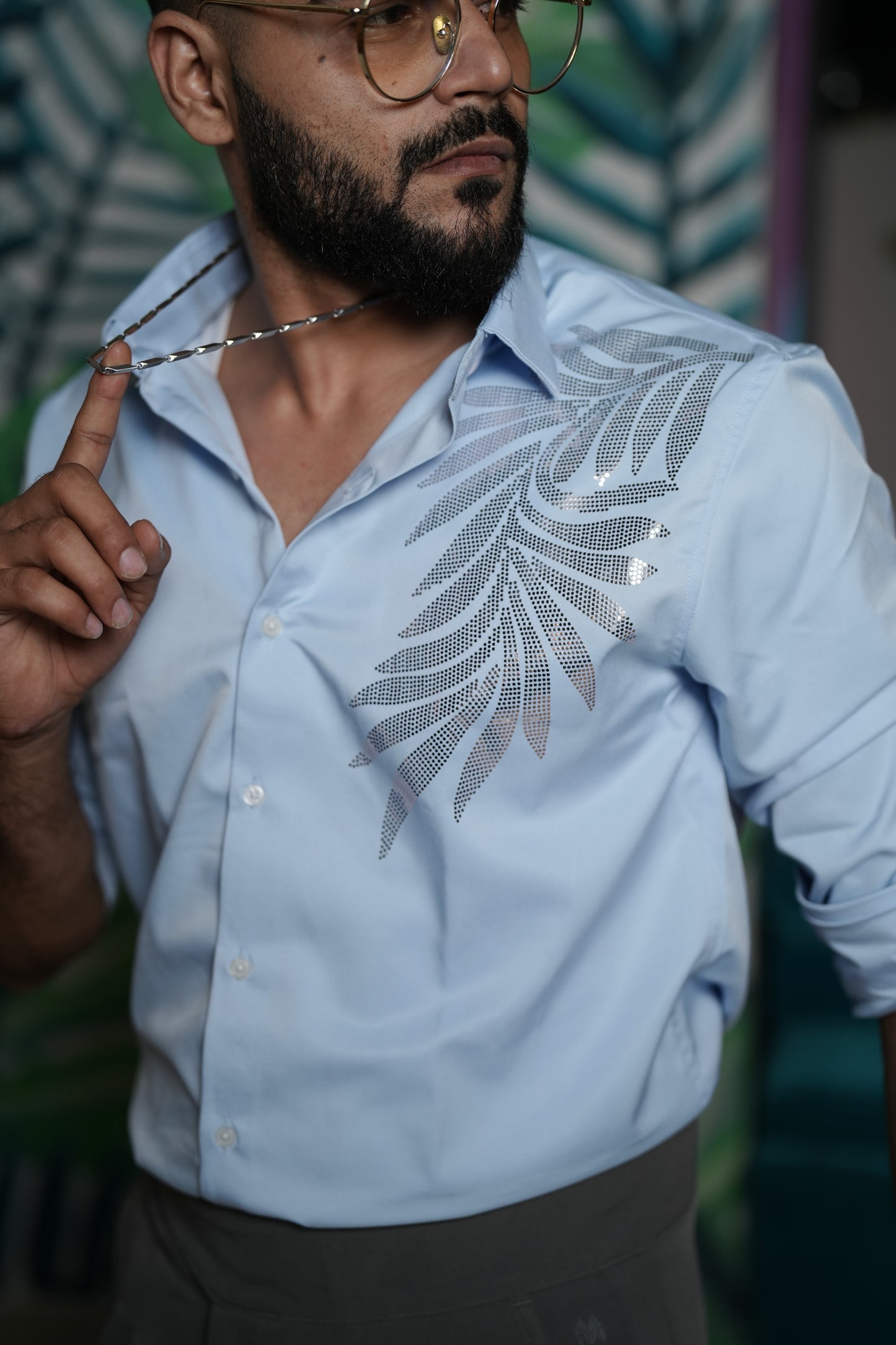 Oslo Ice Blue Printed shirt