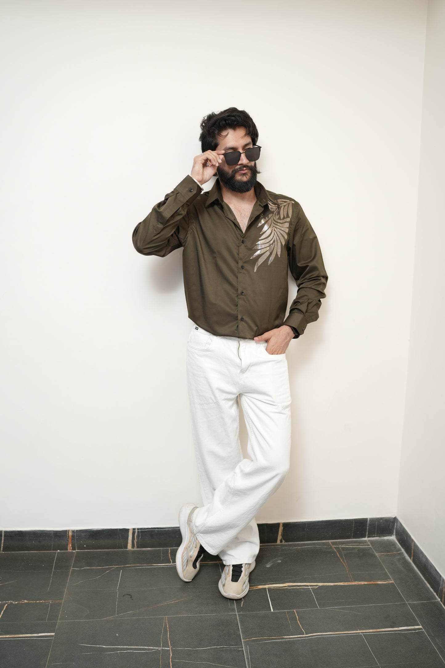 Oslo Olive Printed shirt