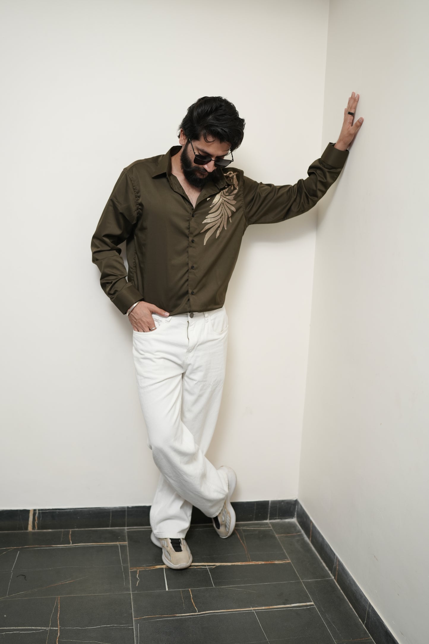 Oslo Olive Printed shirt