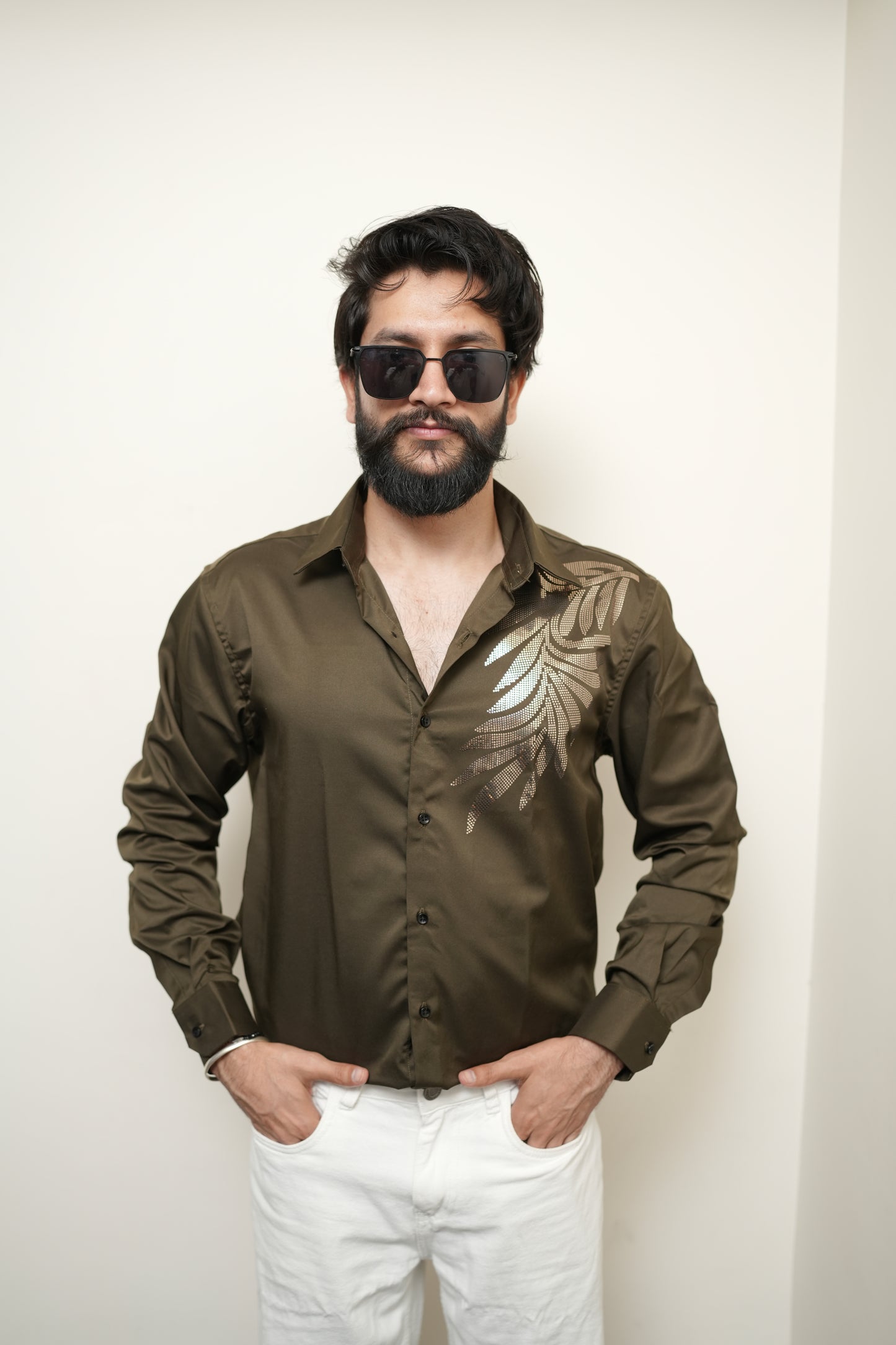 Oslo Olive Printed shirt