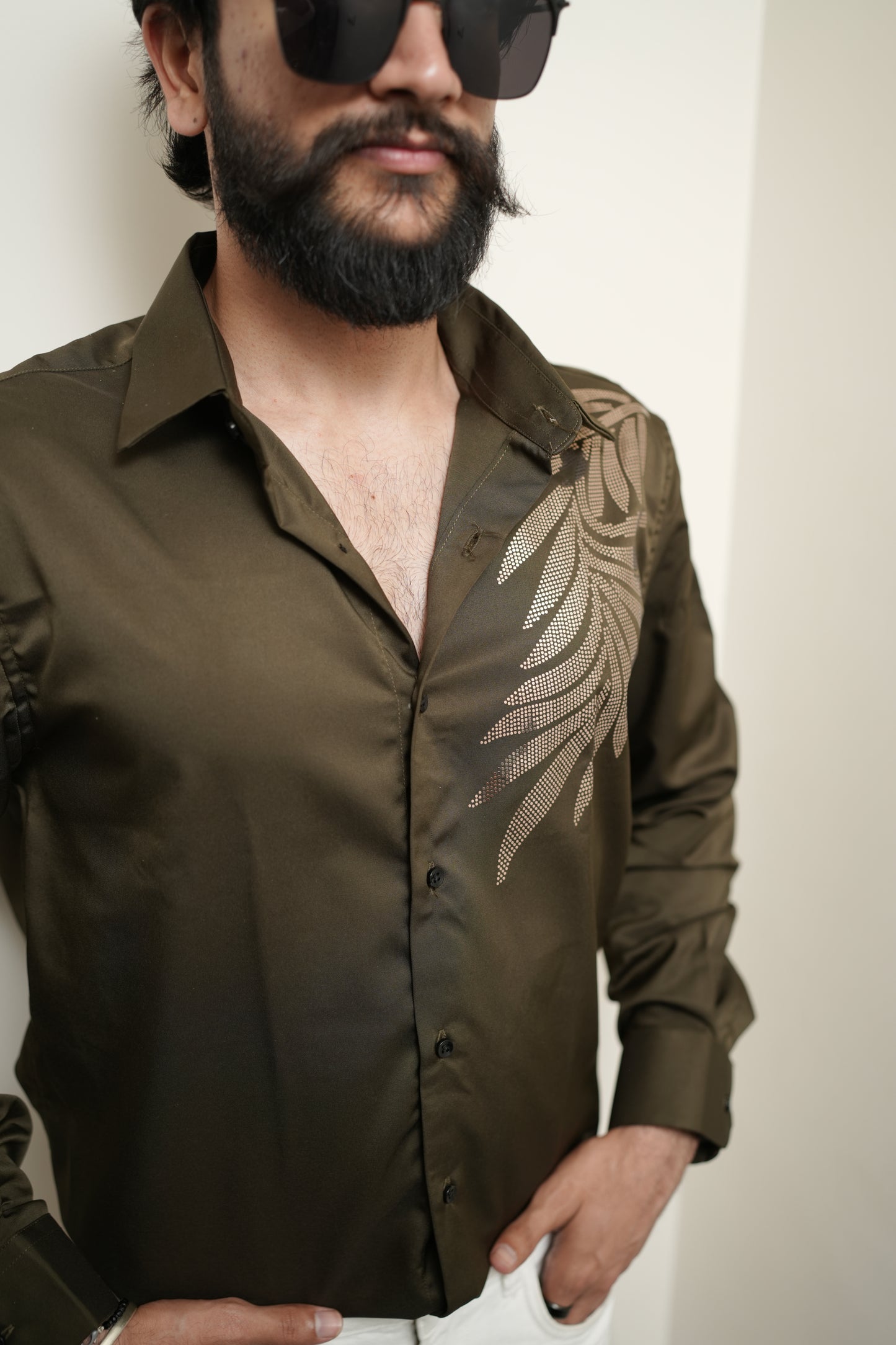 Oslo Olive Printed shirt
