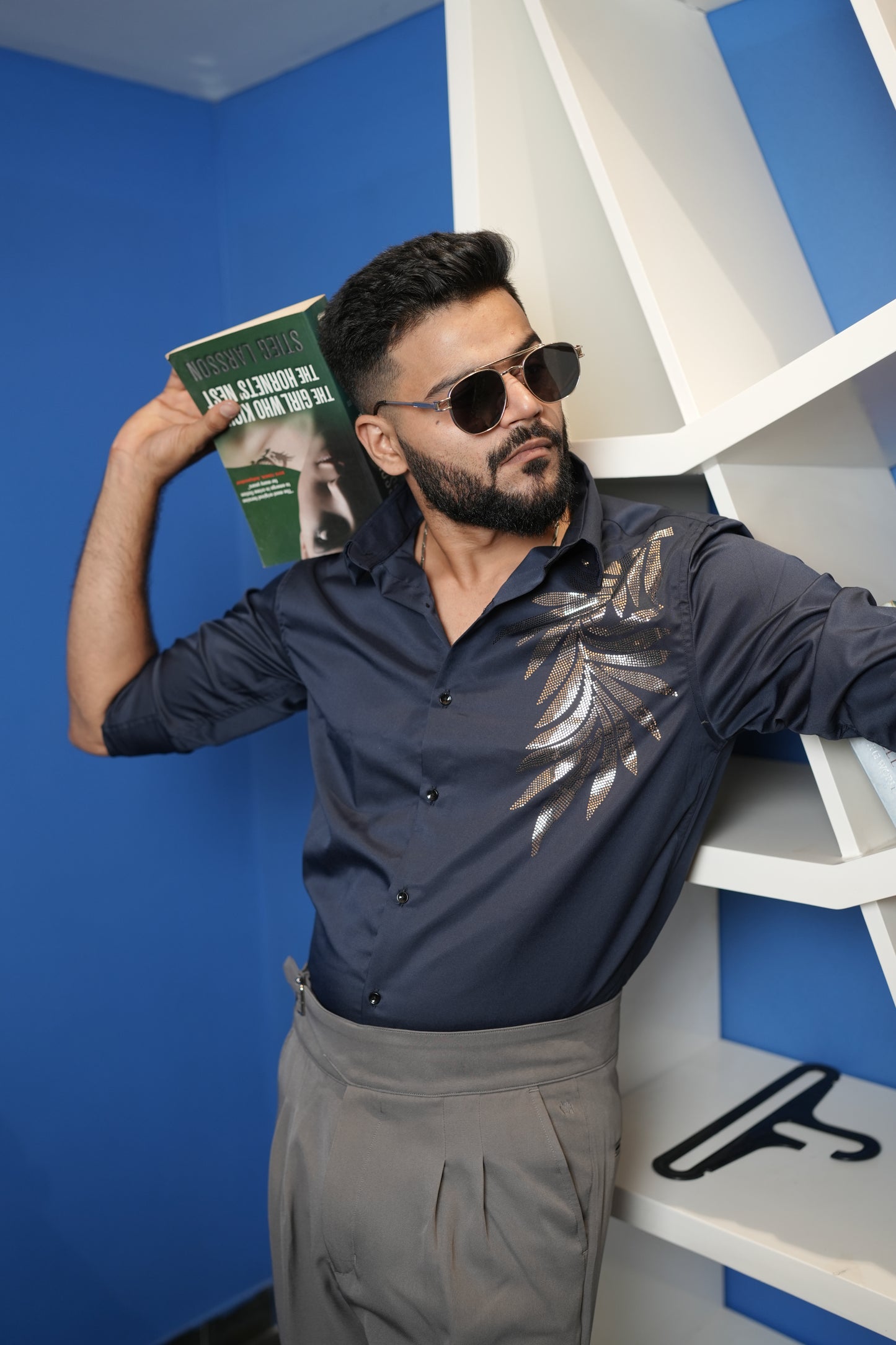 Oslo Dark Blue Printed shirt