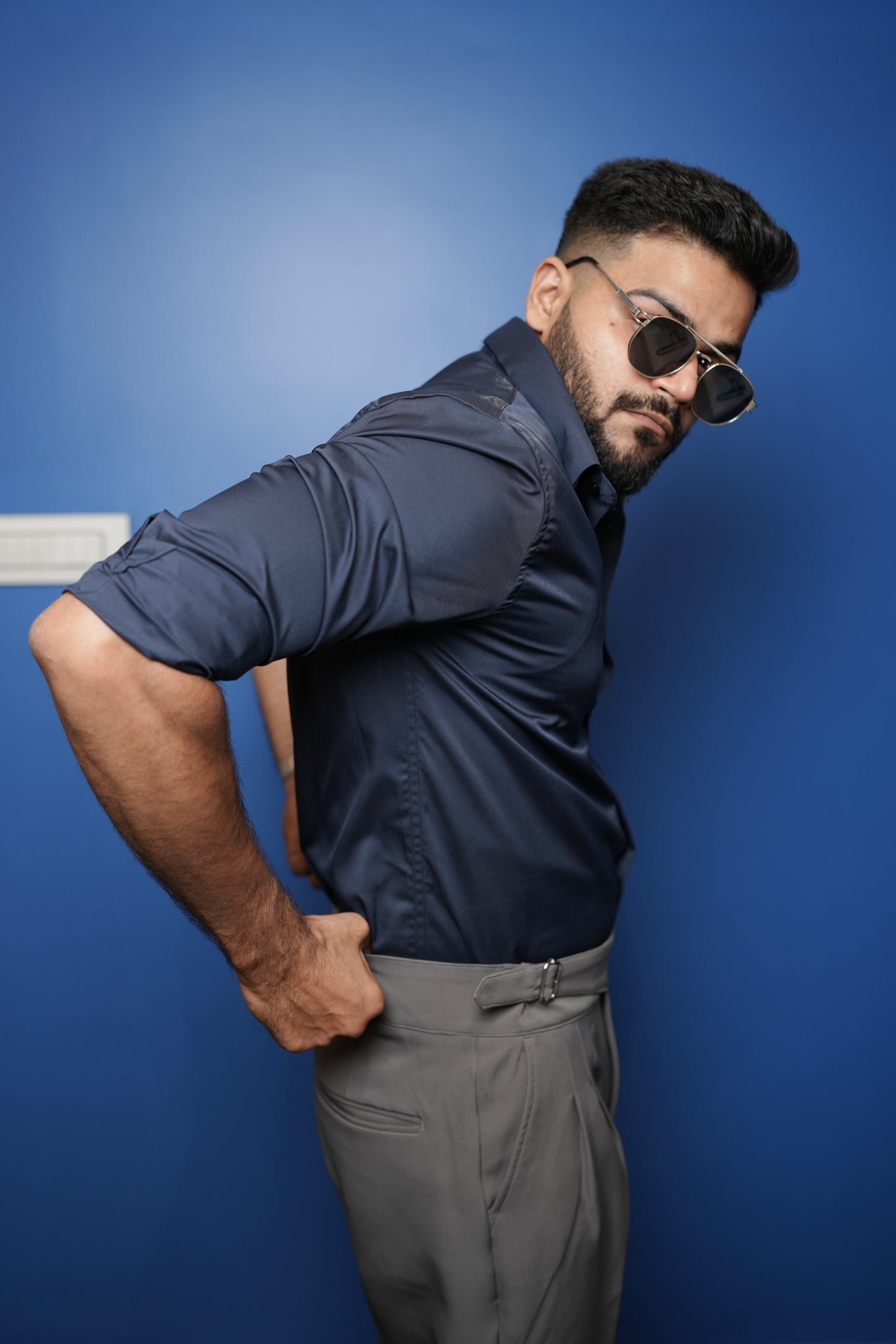 Oslo Dark Blue Printed shirt
