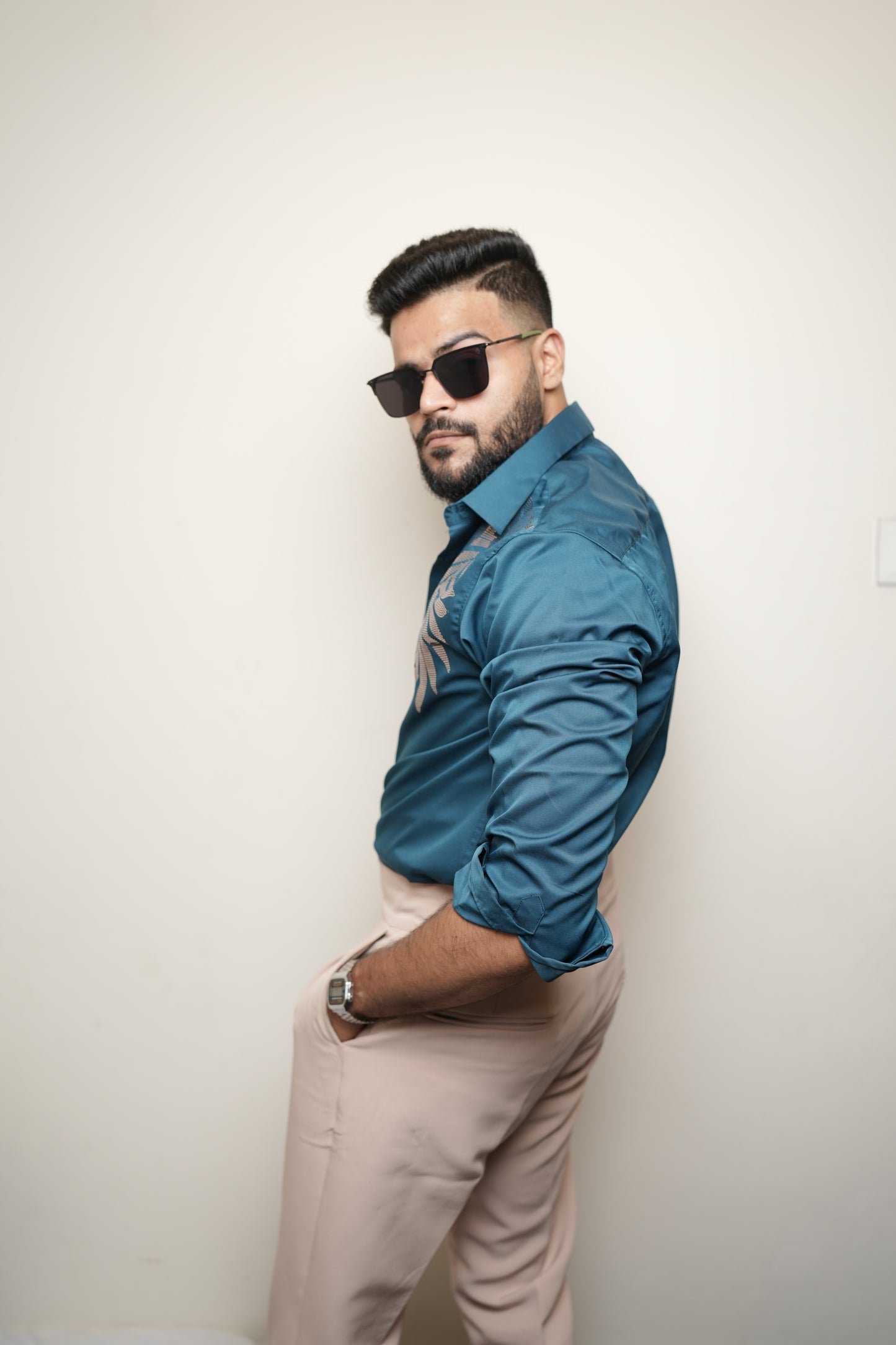 Oslo Crystal Teal Printed shirt