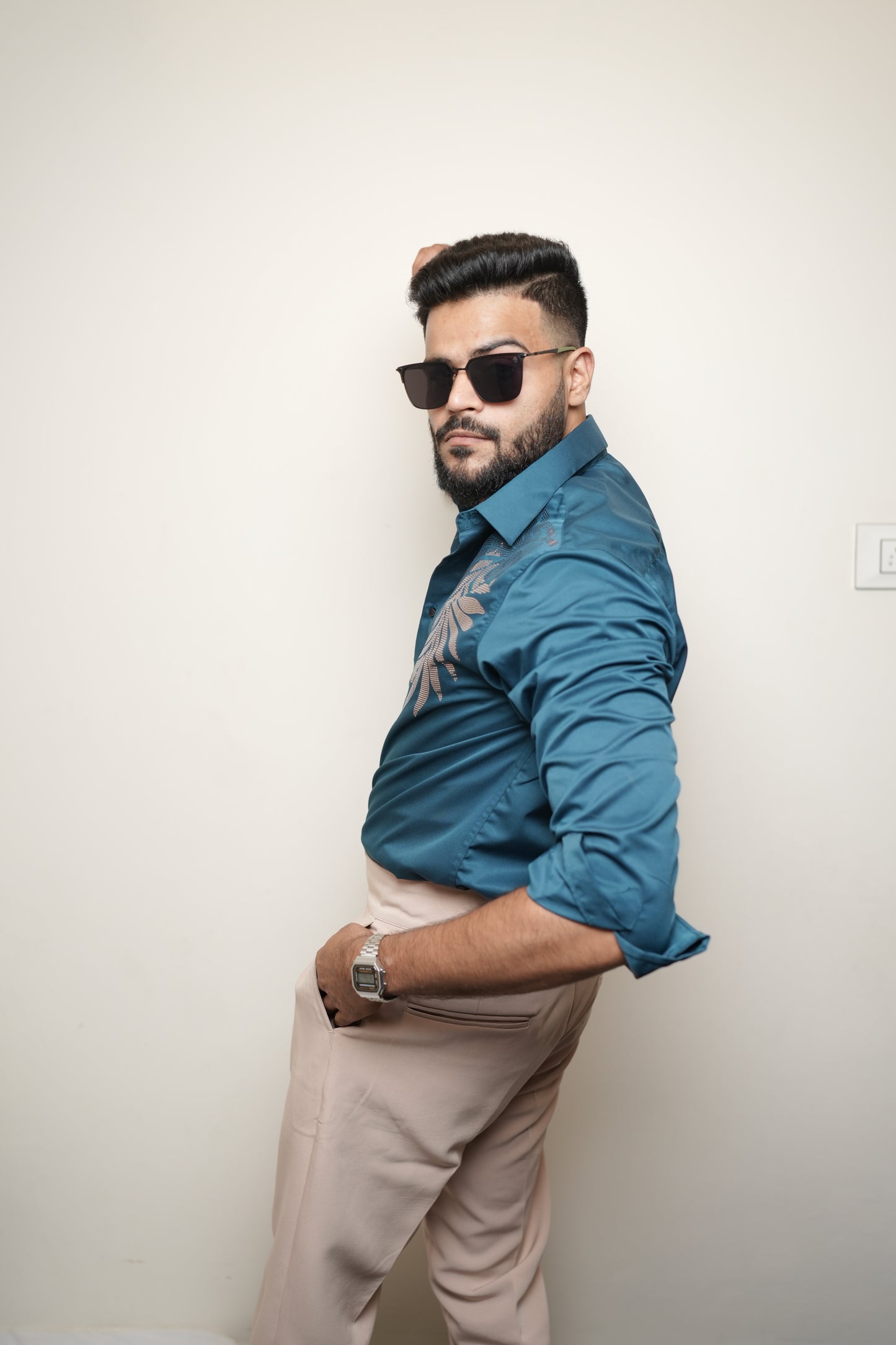 Oslo Crystal Teal Printed shirt