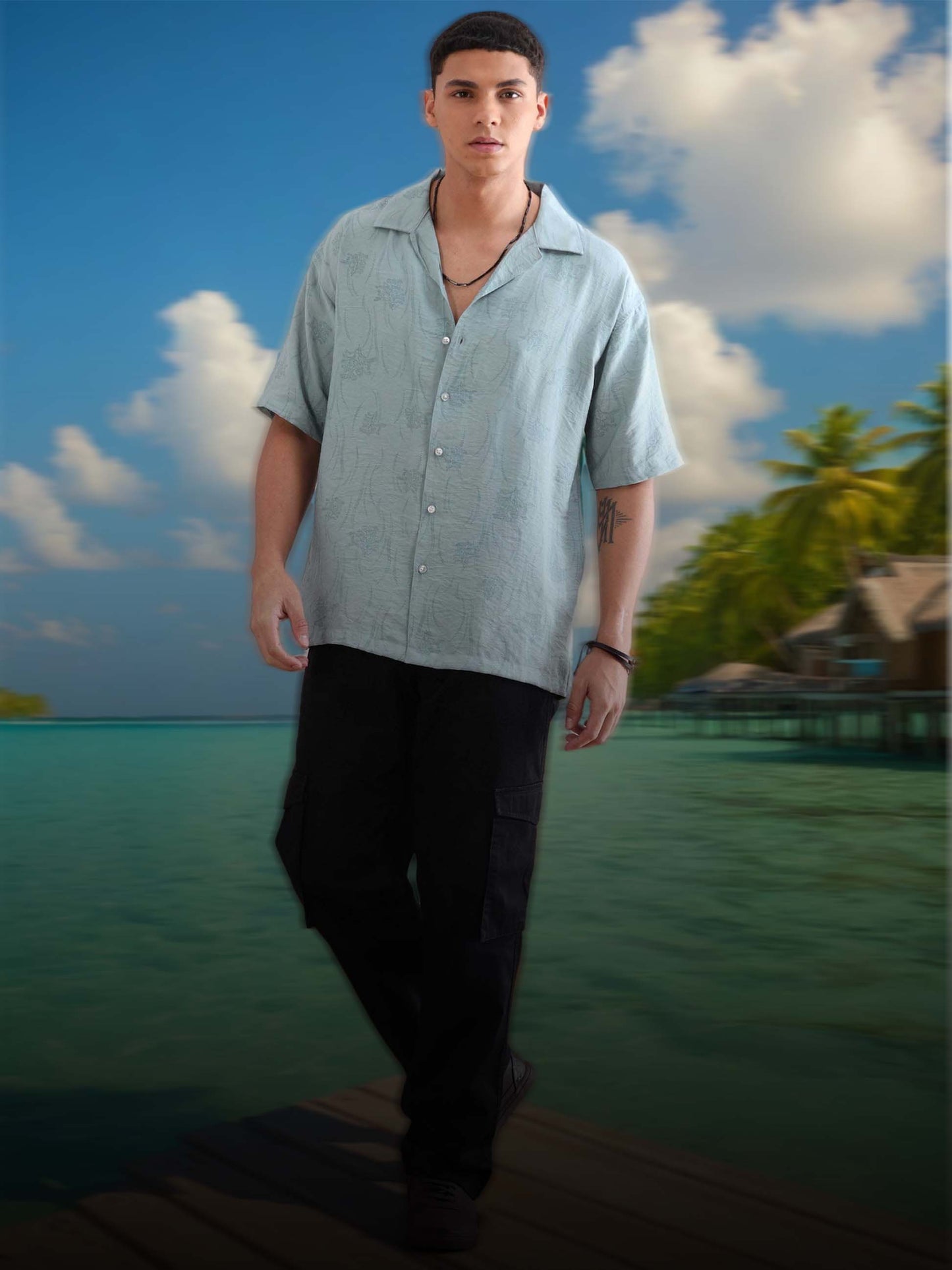 Glasgow Mint Green Cuban Collar Shirt