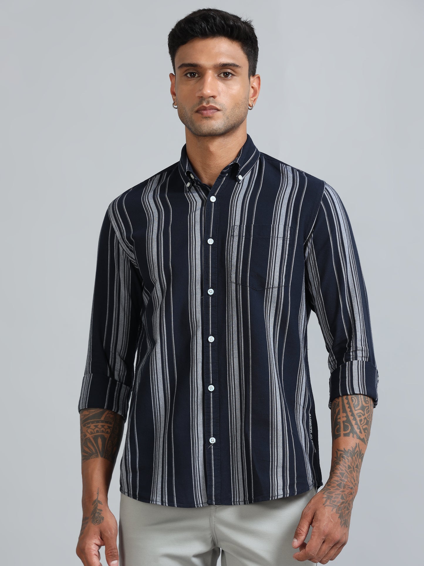 Gandia Navy Plus Size Stripes Shirt