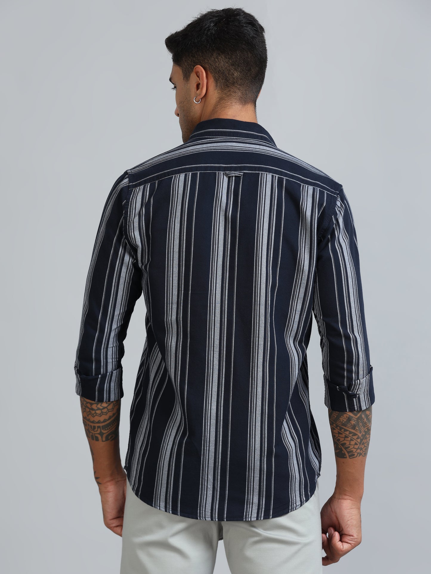 Gandia Navy Plus Size Stripes Shirt
