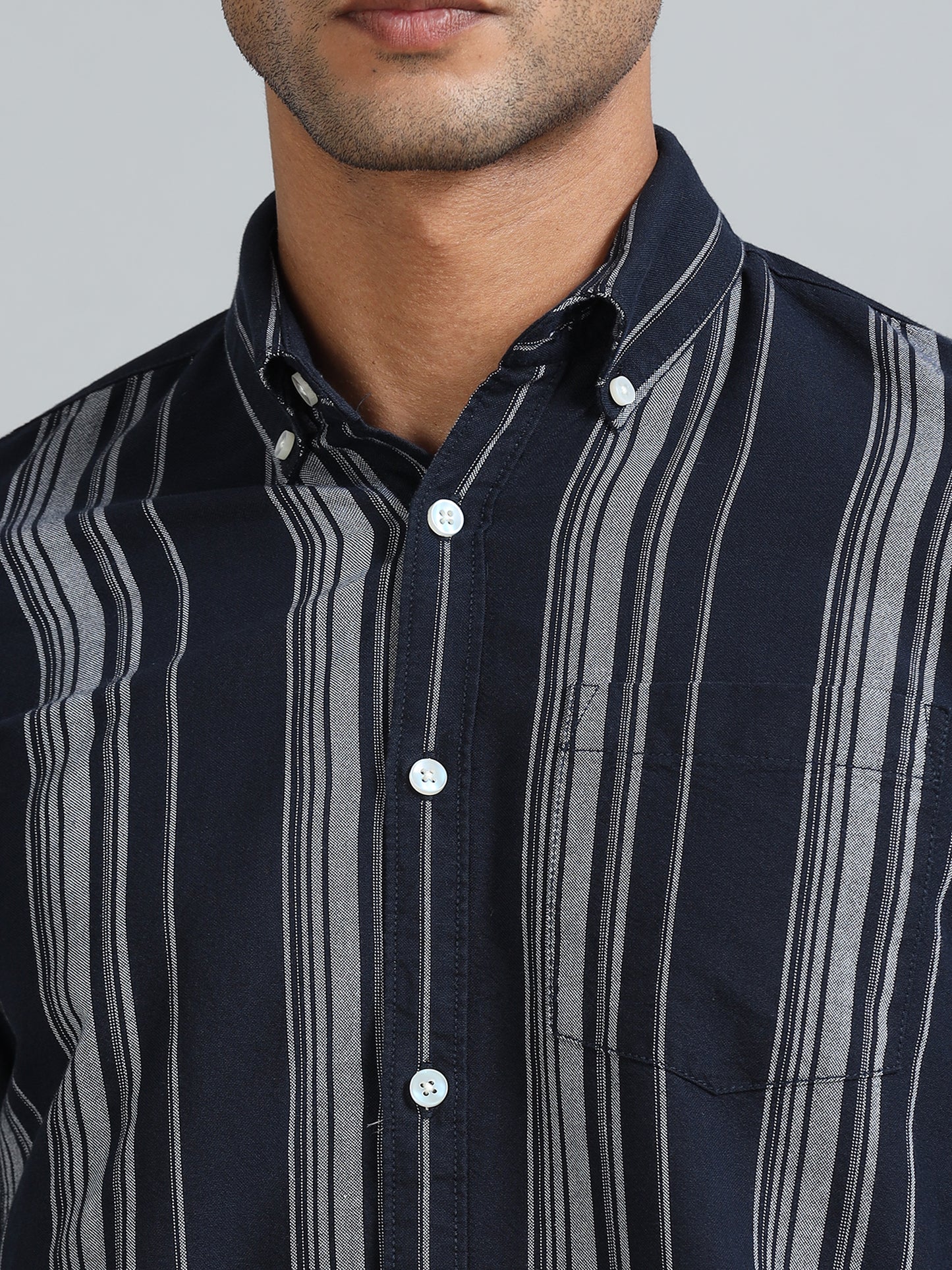 Gandia Navy Plus Size Stripes Shirt