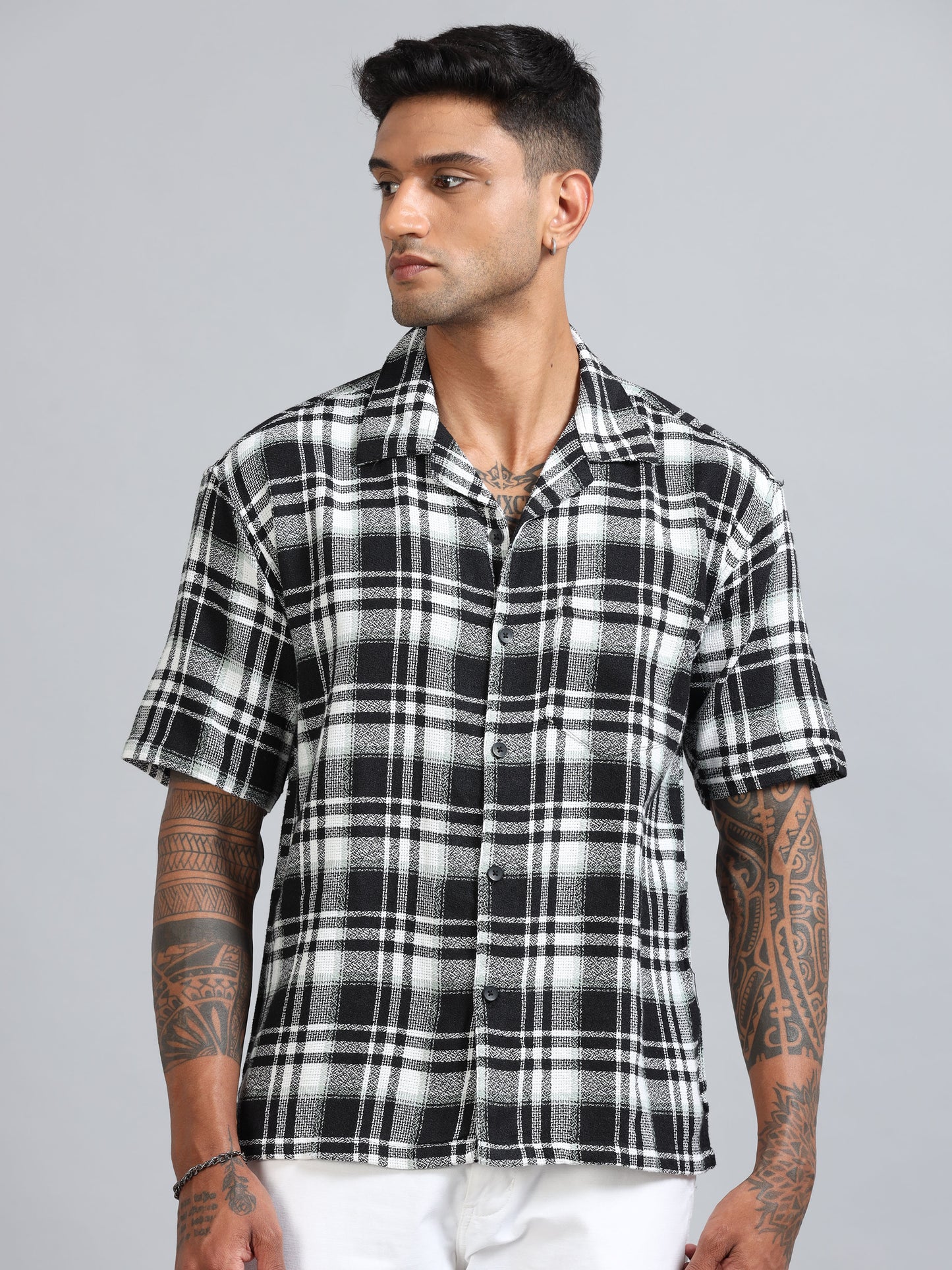 Michigan Black & White Oversized Checks Shirt