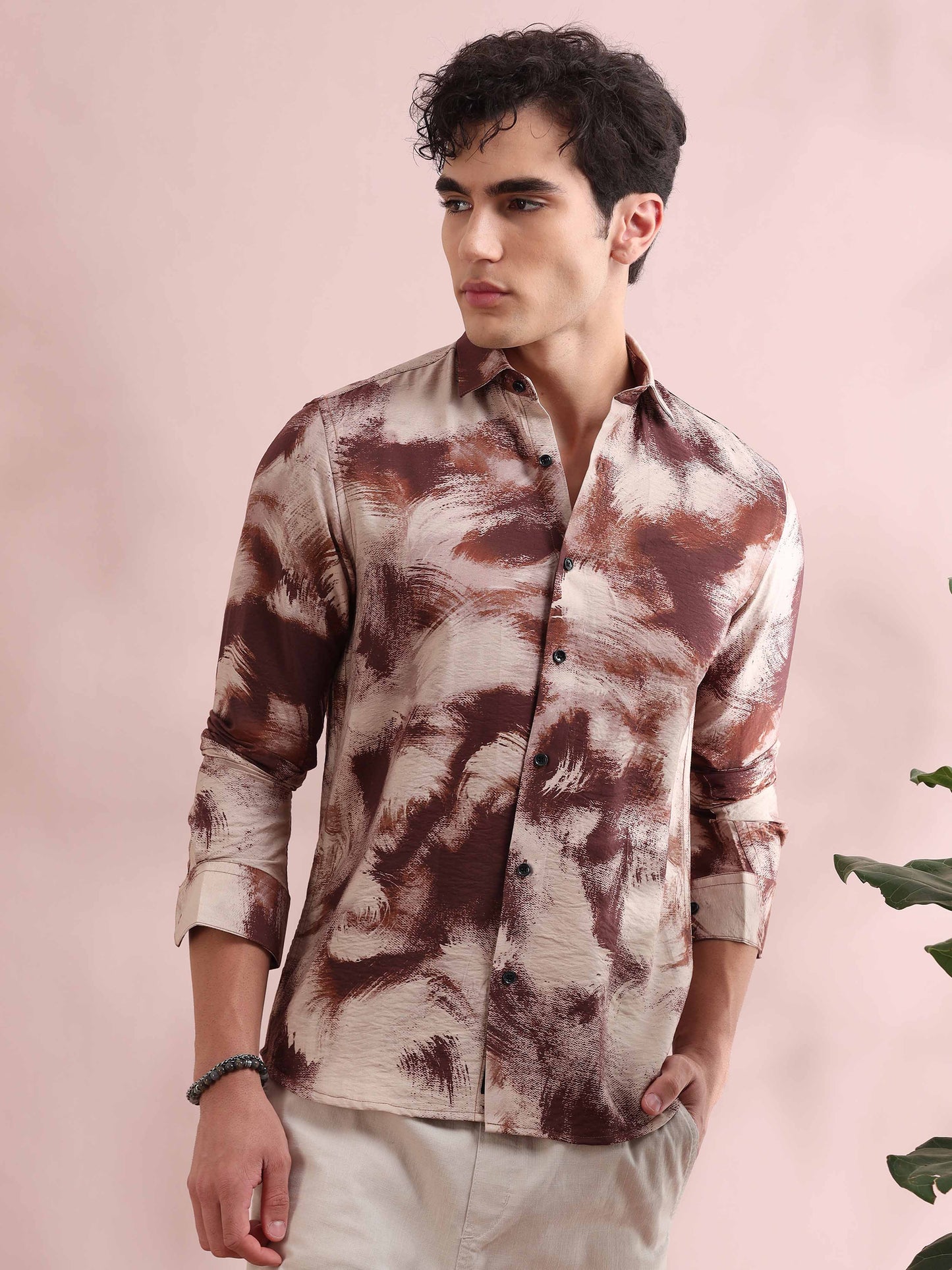 Santiago Brick Red Printed Shirt