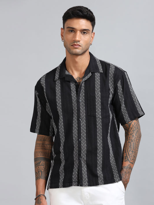 Michigan Charcoal Running Zigzag Stripe Shirt