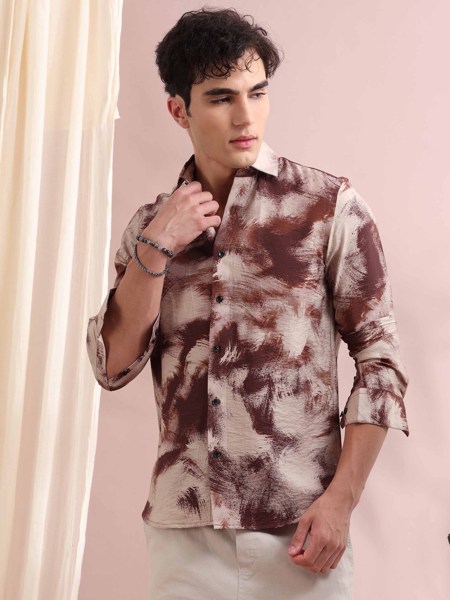 Santiago Brick Red Printed Shirt