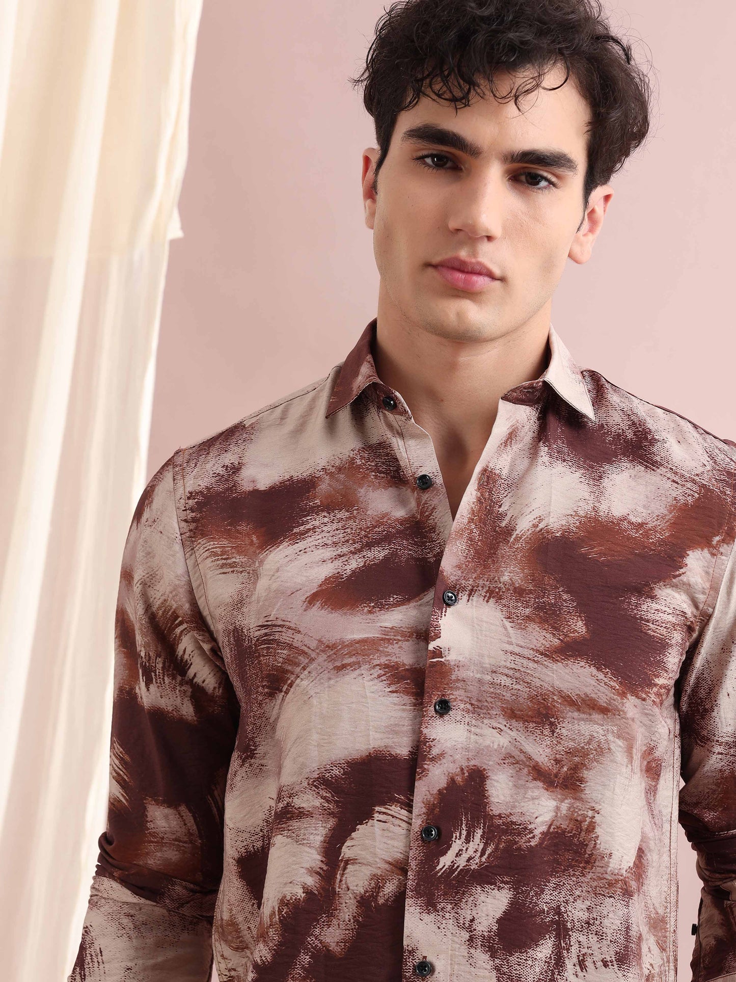 Santiago Brick Red Printed Shirt