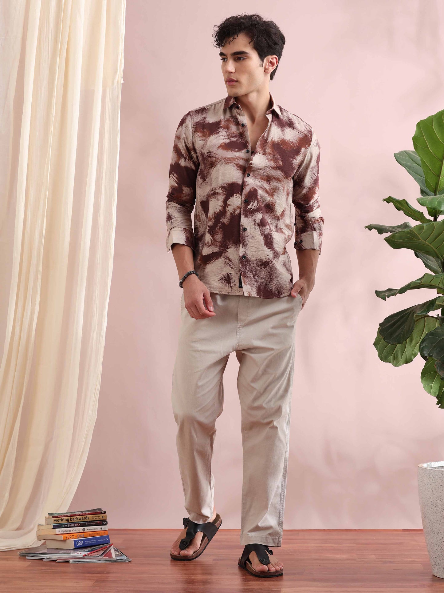 Santiago Brick Red Printed Shirt