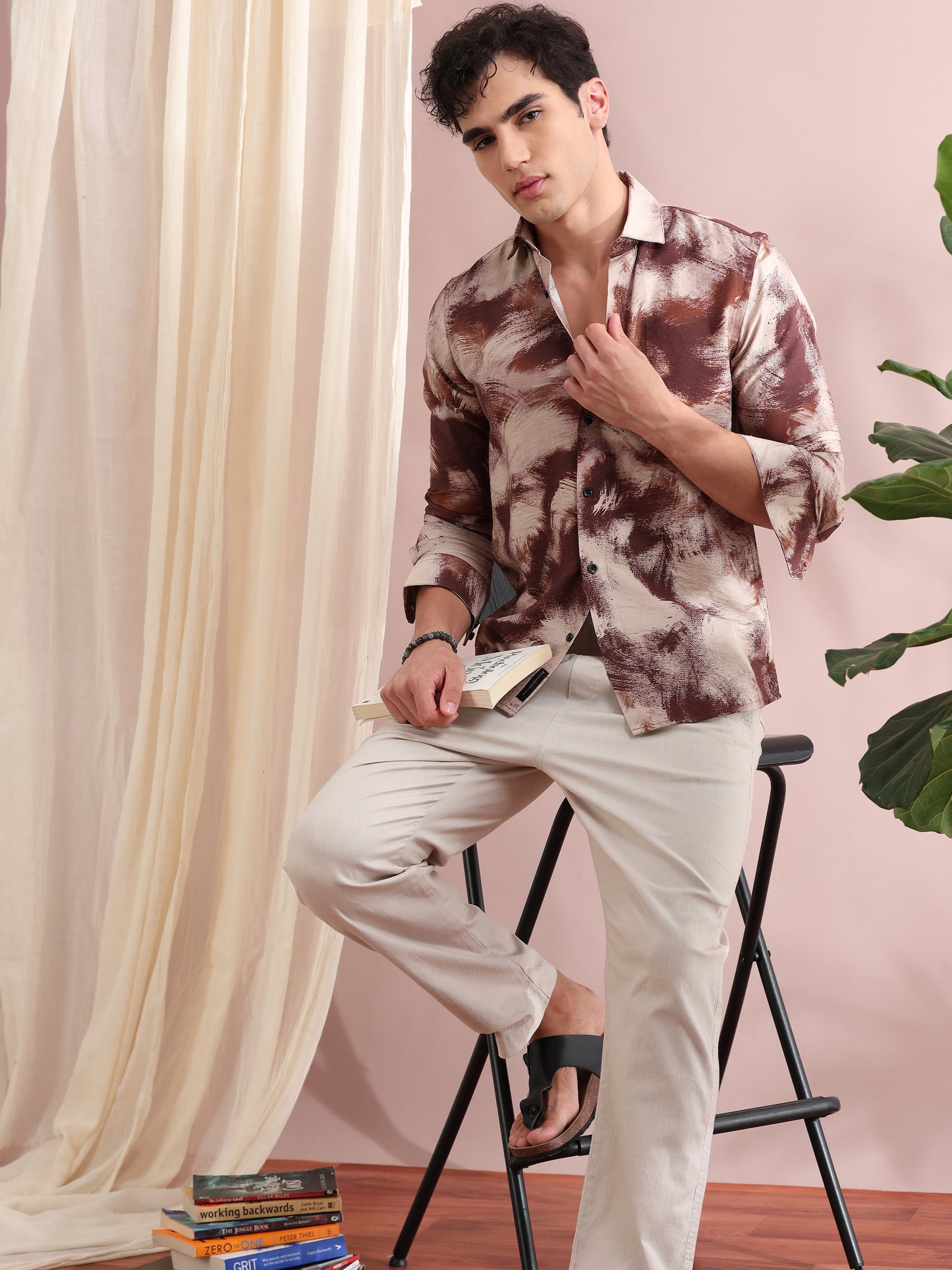 Santiago Brick Red Printed Shirt