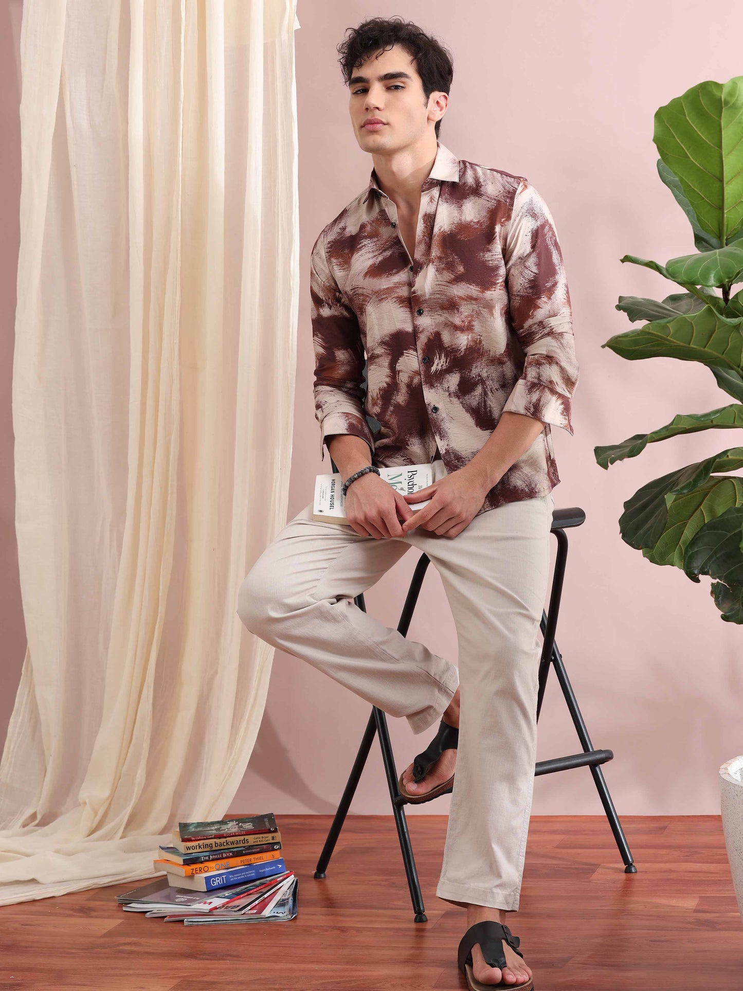 Santiago Brick Red Printed Shirt