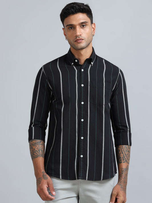 Gandia Dark Navy Plus Size Stripes Shirt