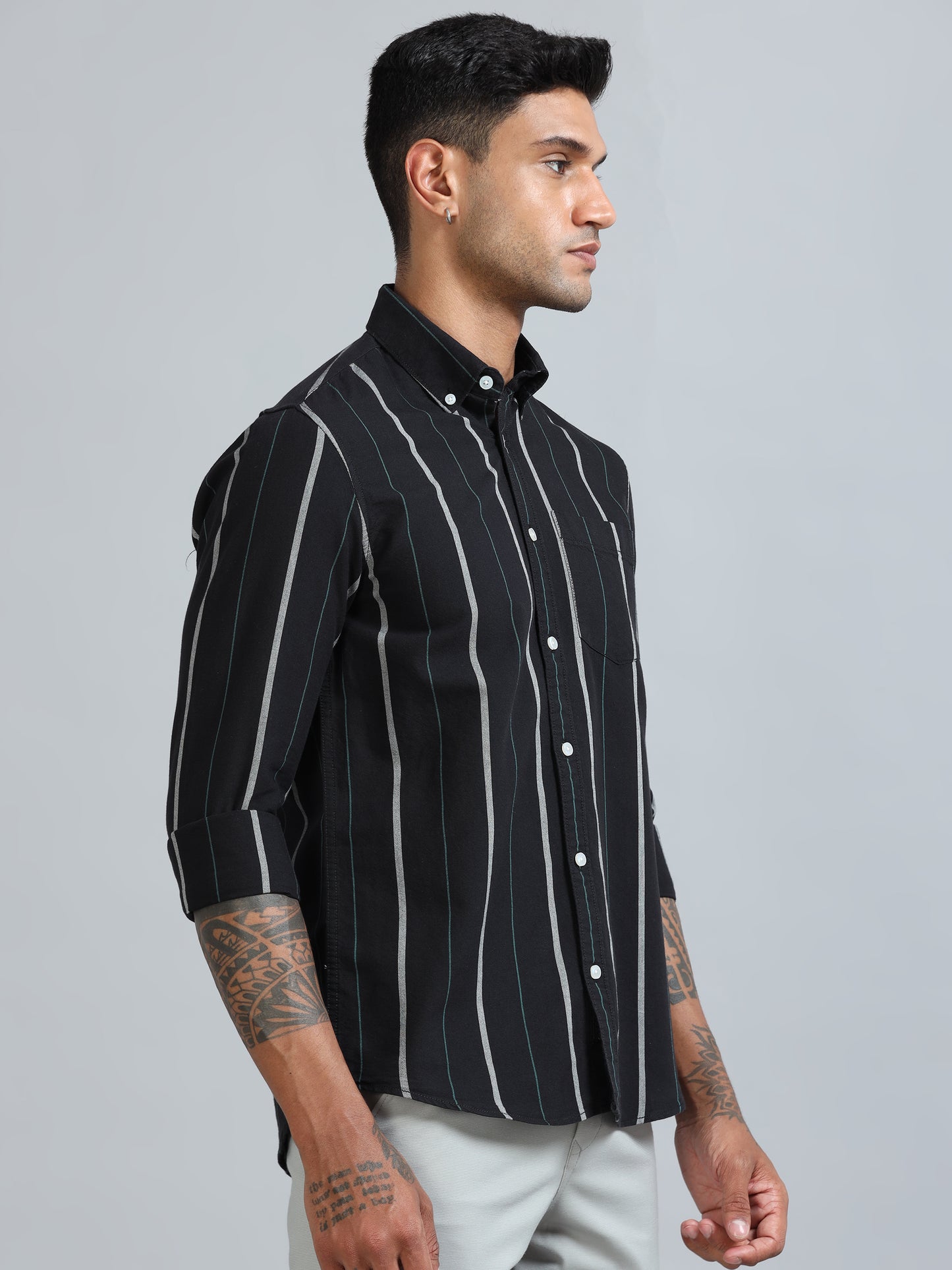 Gandia Dark Navy Plus Size Stripes Shirt