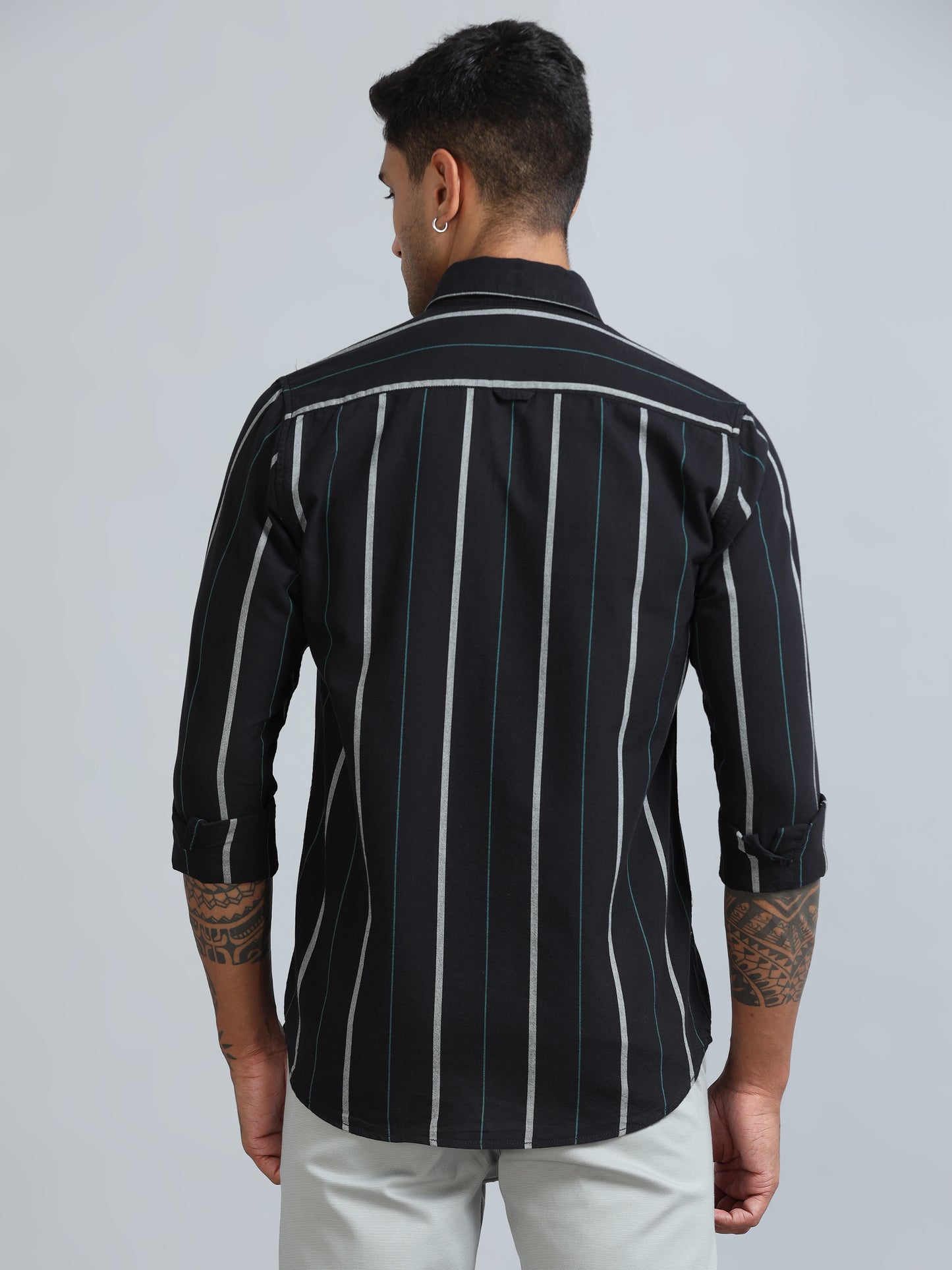 Gandia Dark Navy Plus Size Stripes Shirt