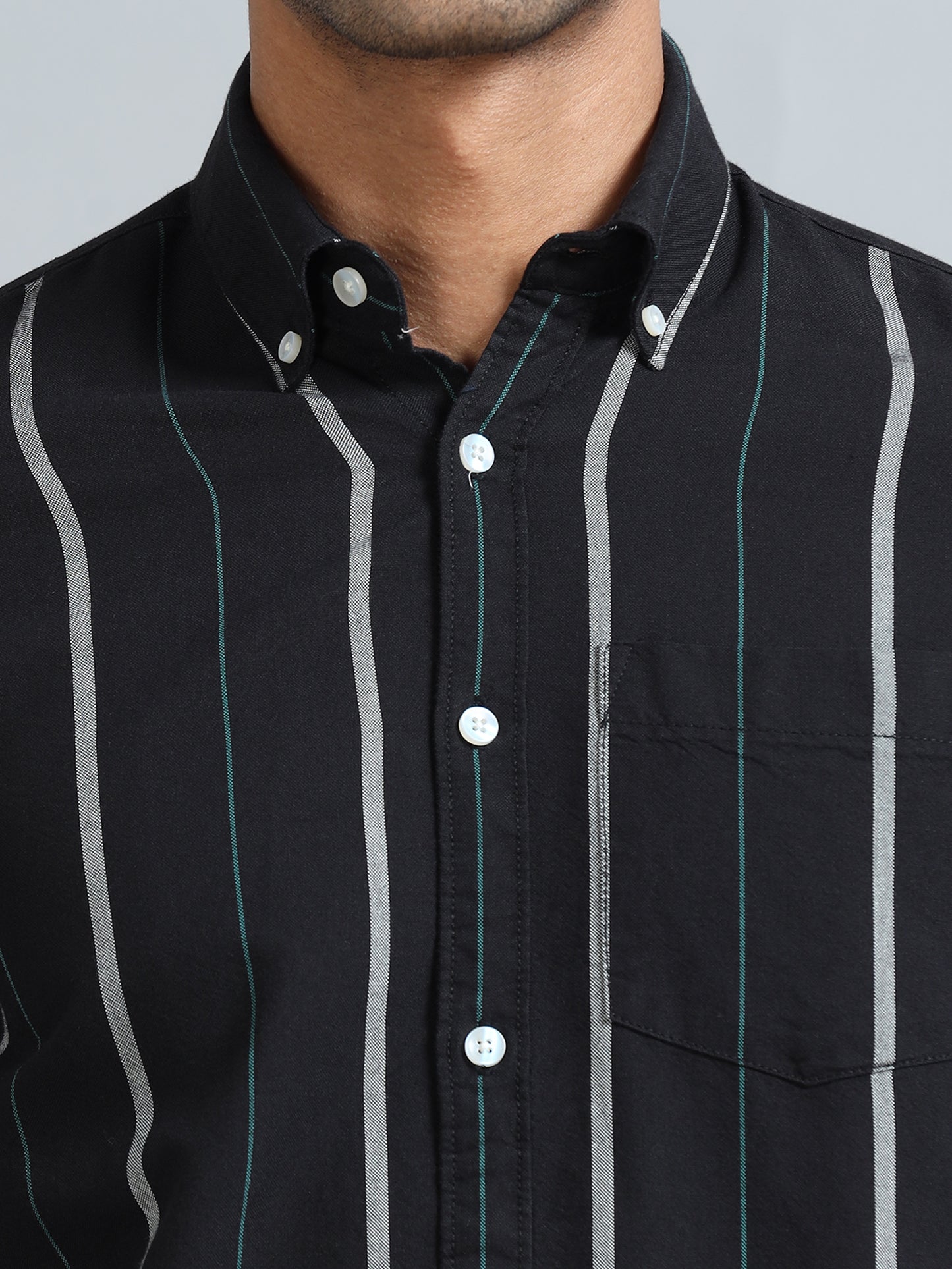 Gandia Dark Navy Plus Size Stripes Shirt