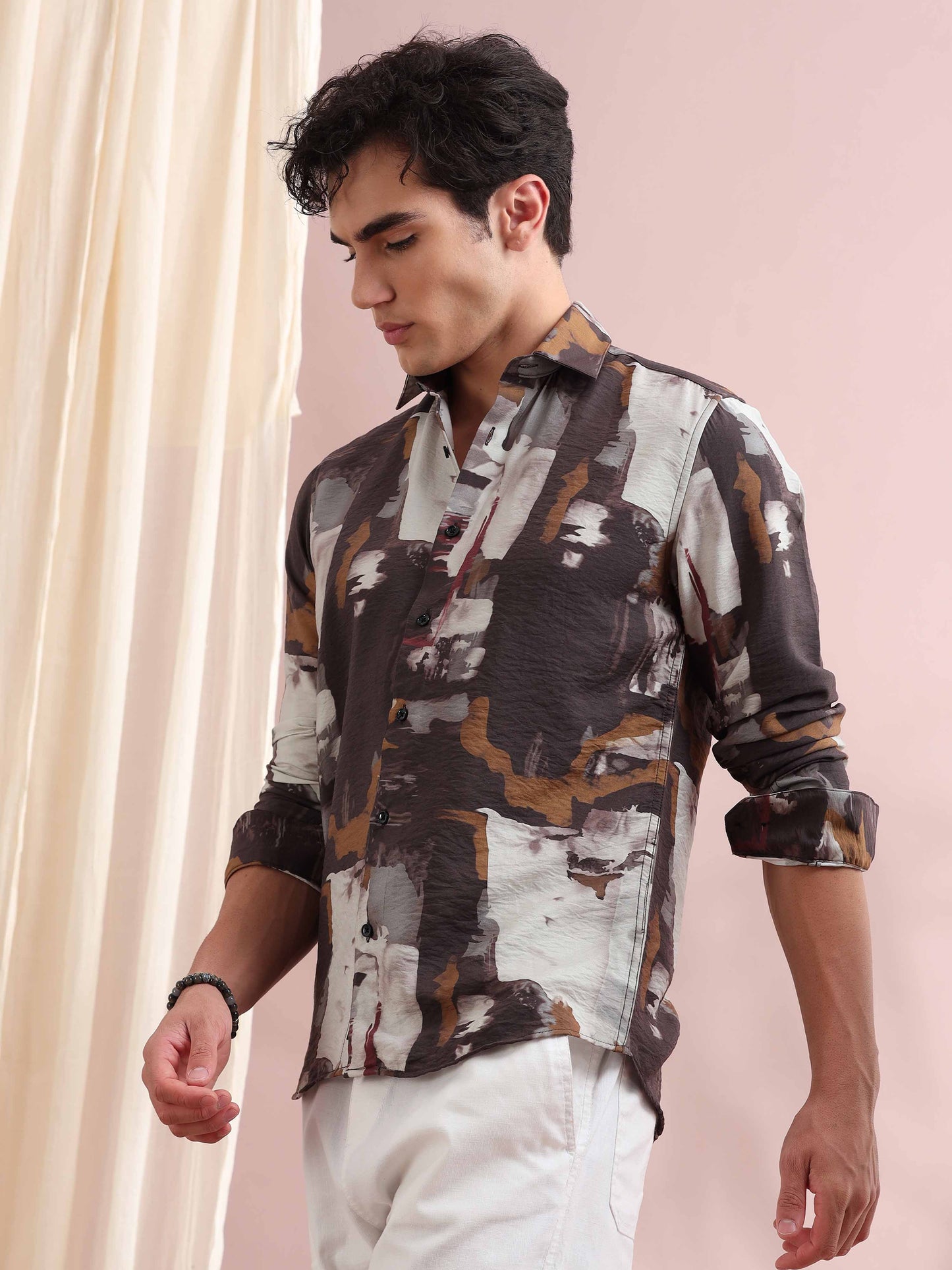 Santiago Dark Grey Printed Shirt