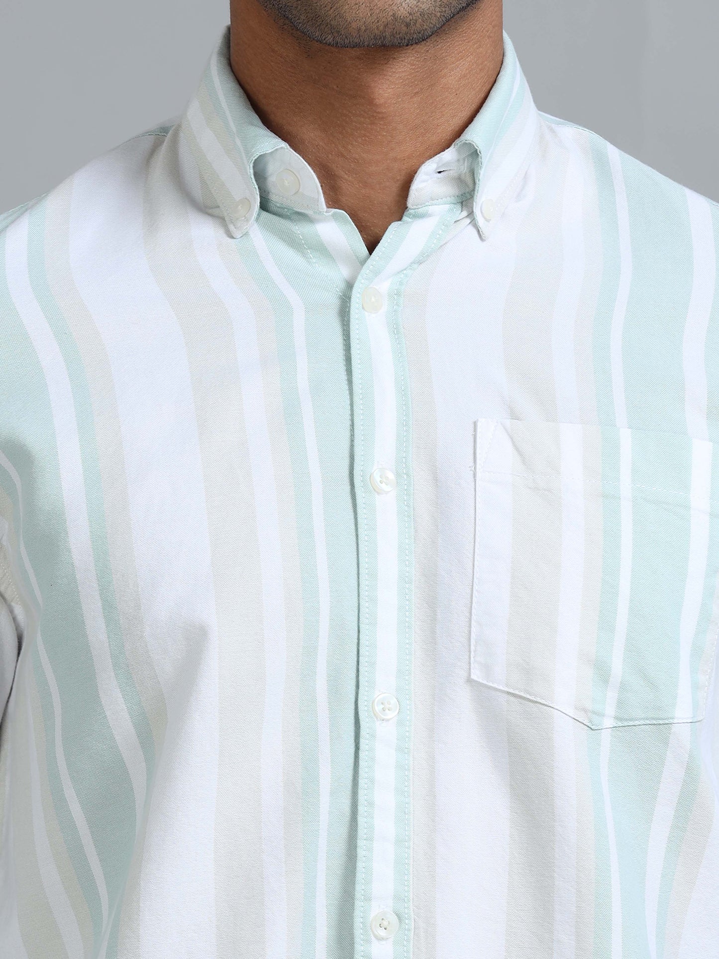 Gandia Aqua Blue Plus Size Stripes Shirt