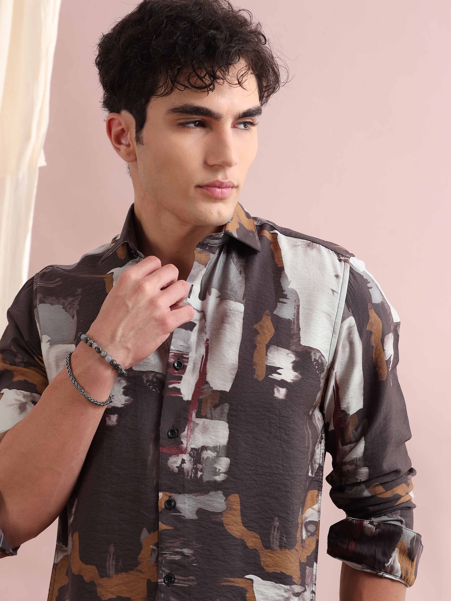 Santiago Dark Grey Printed Shirt